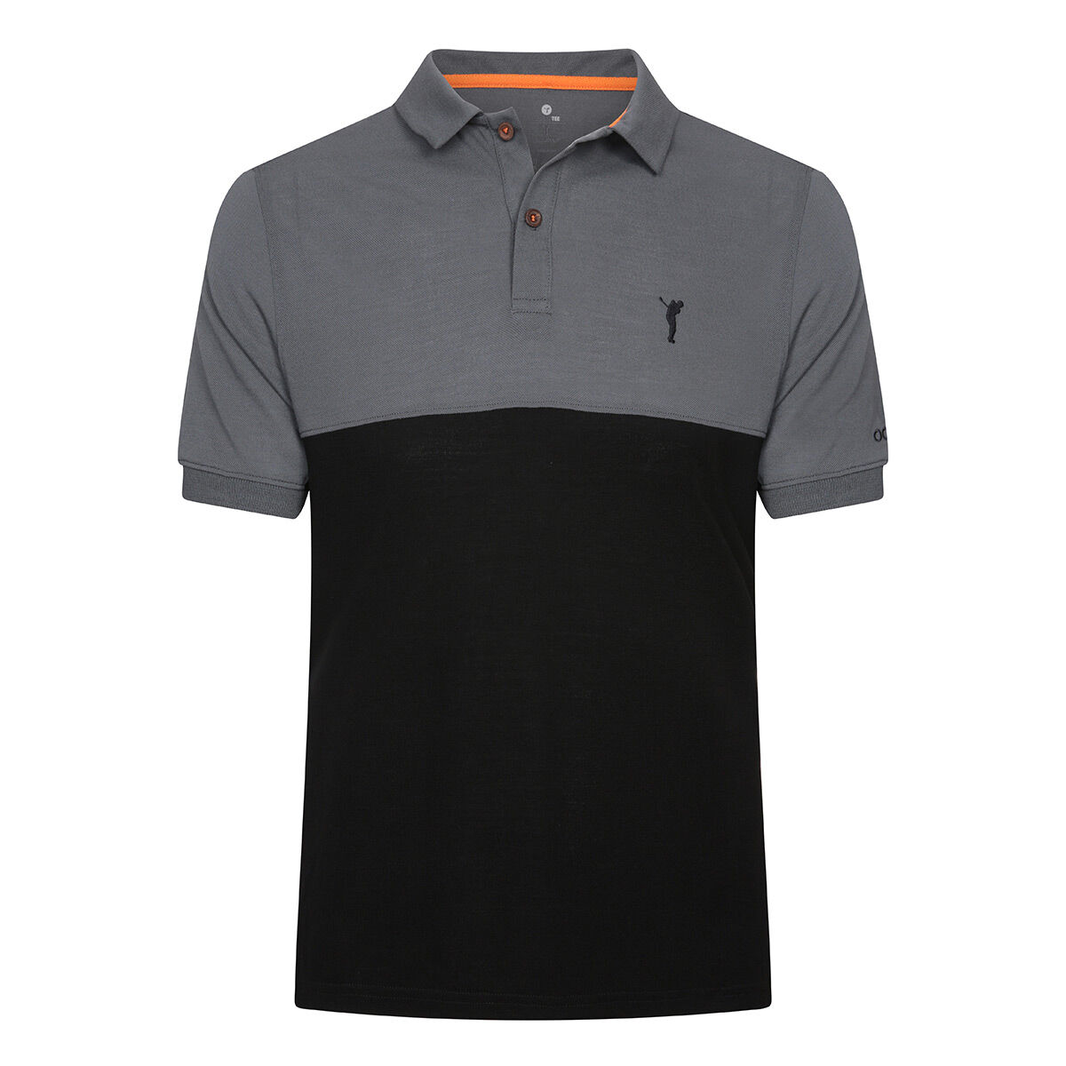 Ocean Tee Mens Grey And Black Lightweight Colour Block GOLFINO Golf Polo Shirt, Size: Small | American Golf
