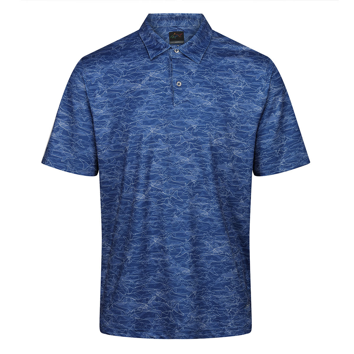 Greg Norman Men’s Lab Shark Shadow Stretch Golf Polo Shirt, Mens, Blue fog, Small | American Golf