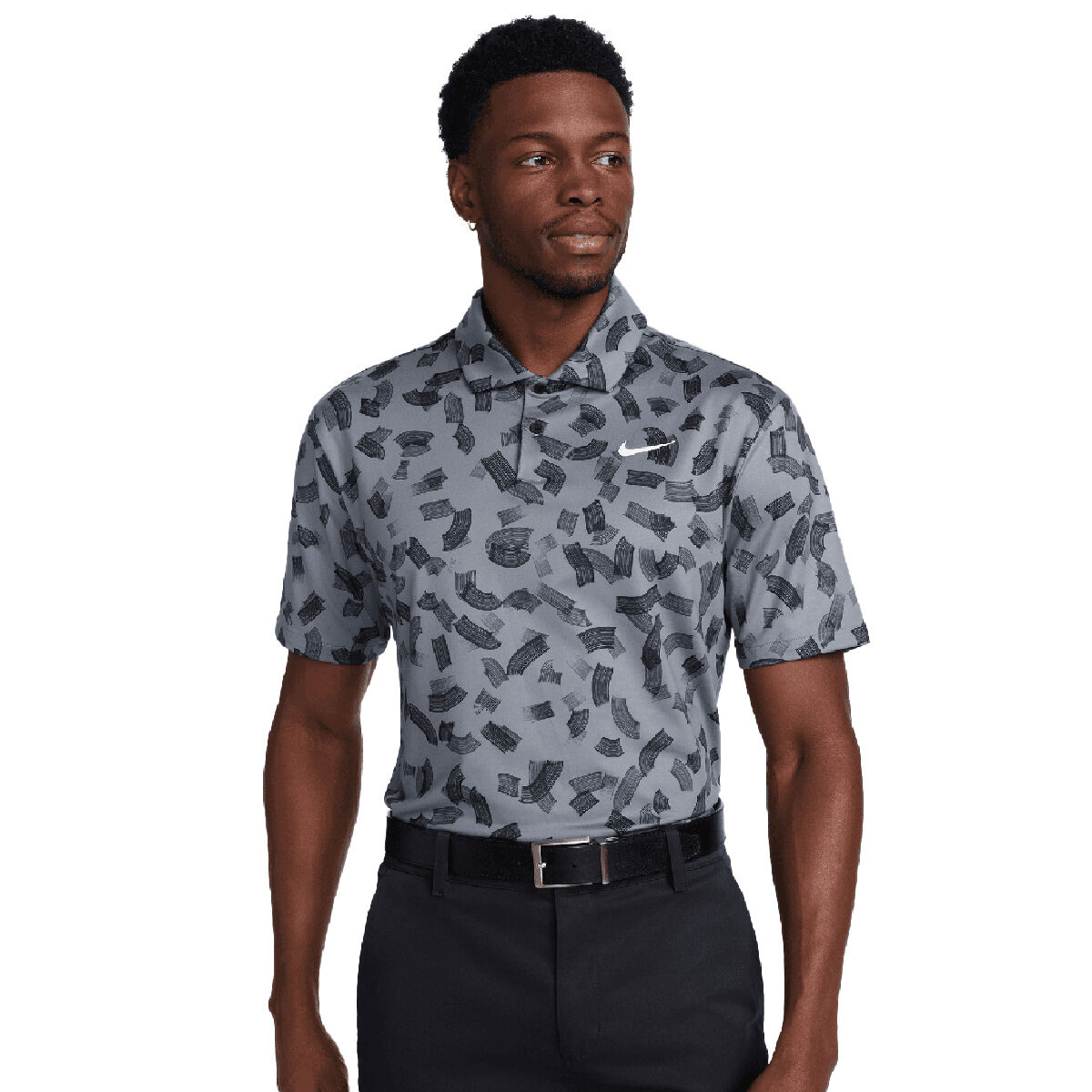 Nike Men’s Tour Dri-FIT Micro Print Golf Polo Shirt, Mens, Dark smoke grey/white, Large | American Golf