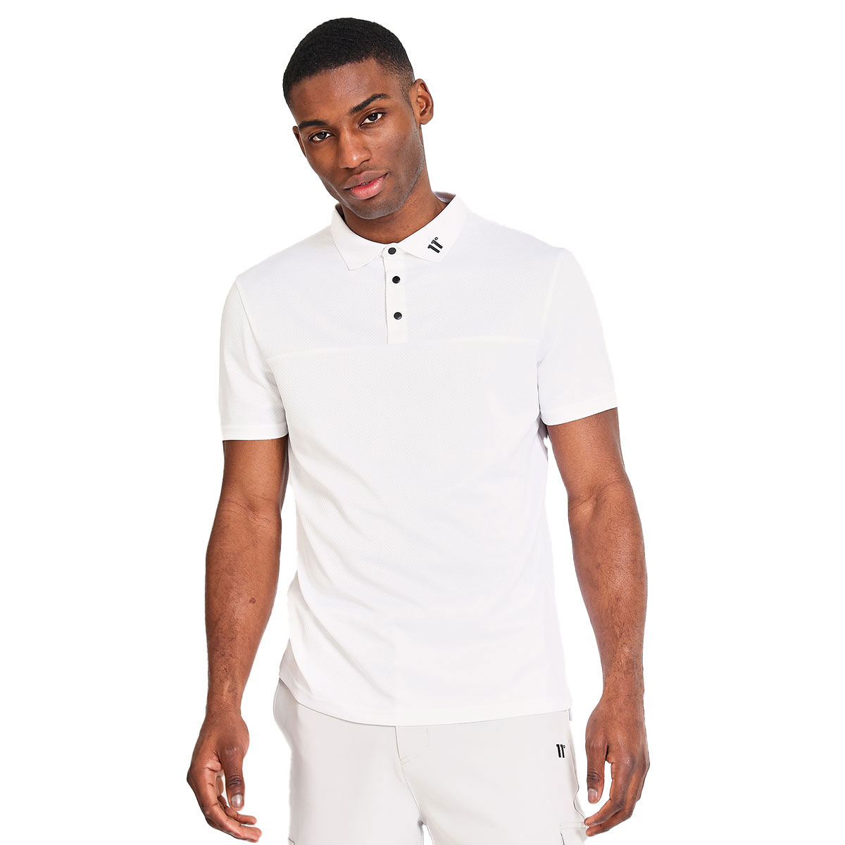 11 Degrees Men’s Back Graphic Pique Golf Polo Shirt, Mens, White, Xl | American Golf