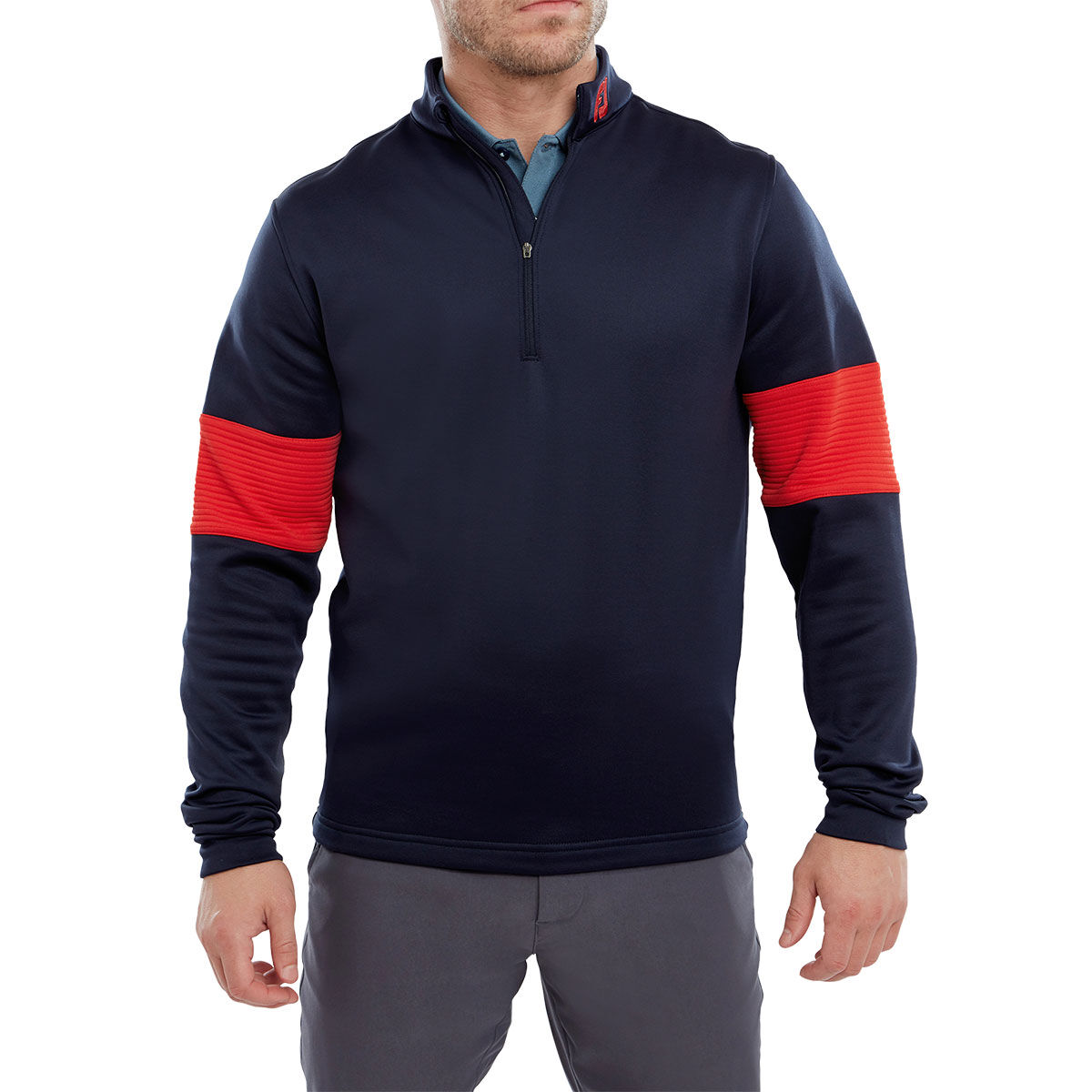FootJoy Men’s Ribbed Chill-Out XP Golf Midlayer, Mens, Navy/red, Medium | American Golf