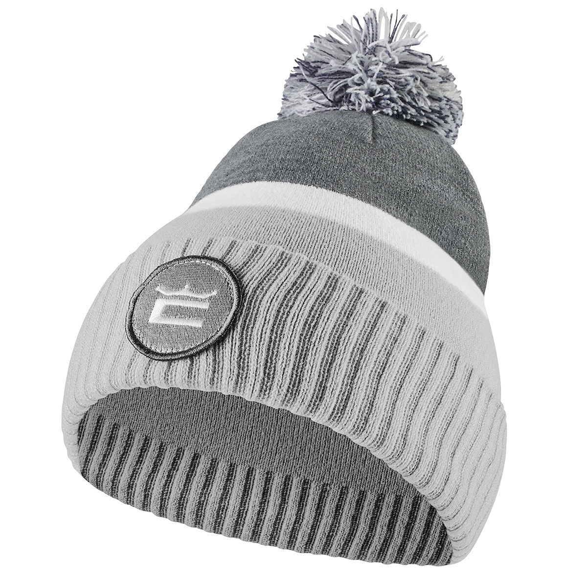 Cobra Golf Men’s Grey and White Comfortable Embroidered Crown C Pom Golf Beanie | American Golf, One Size