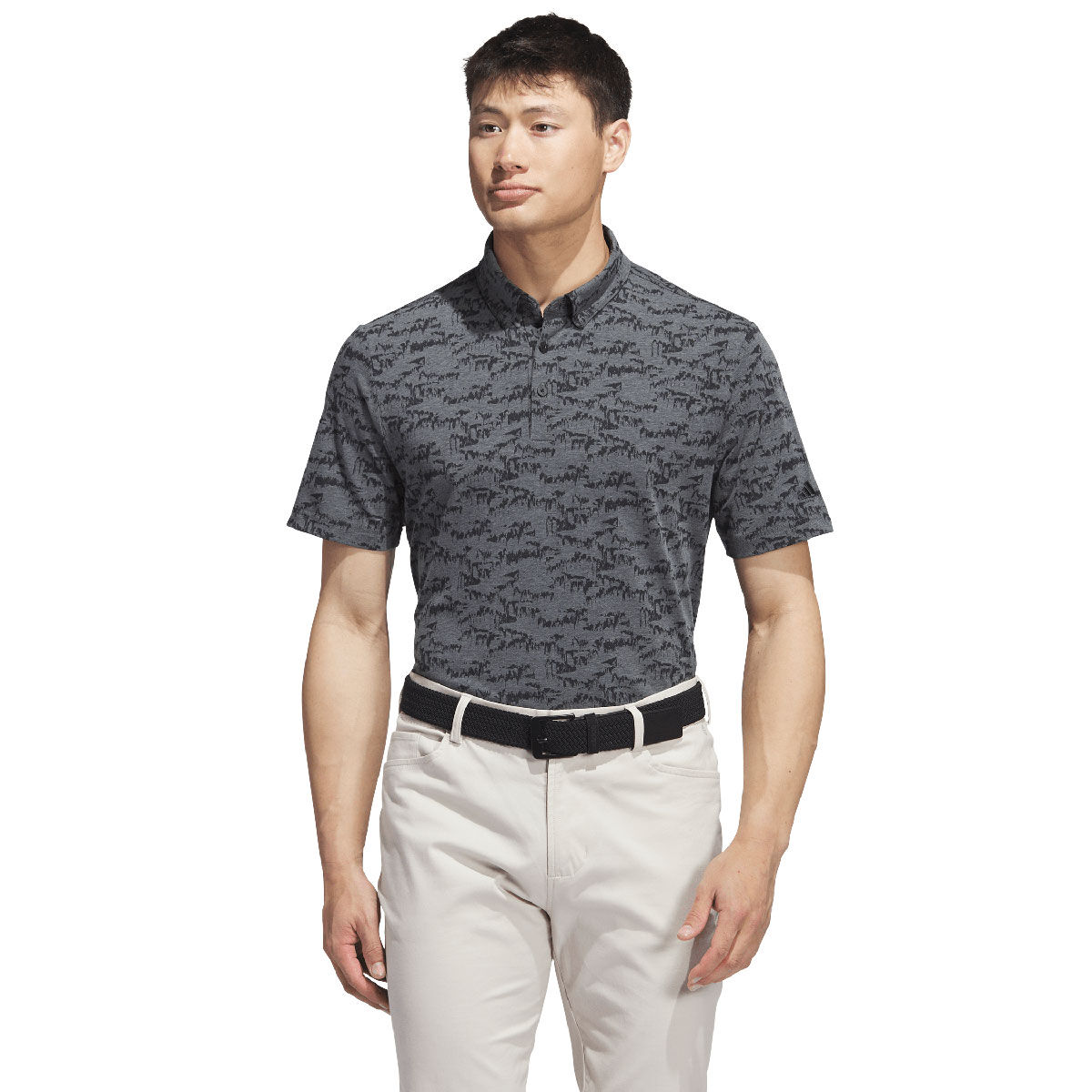 adidas Men’s Go-To Printed Golf Polo Shirt, Mens, Black, Small | American Golf