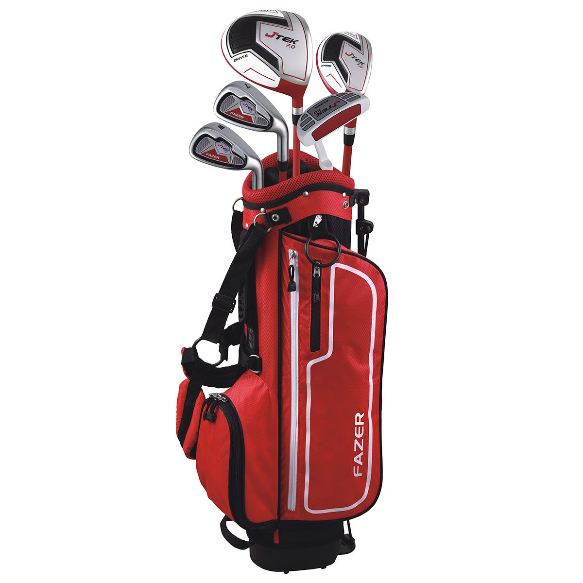 Fazer Red and Silver Lightweight Junior J TEK 7.0 Left Hand Golf Package Set, Size: 9-11 Years | American Golf