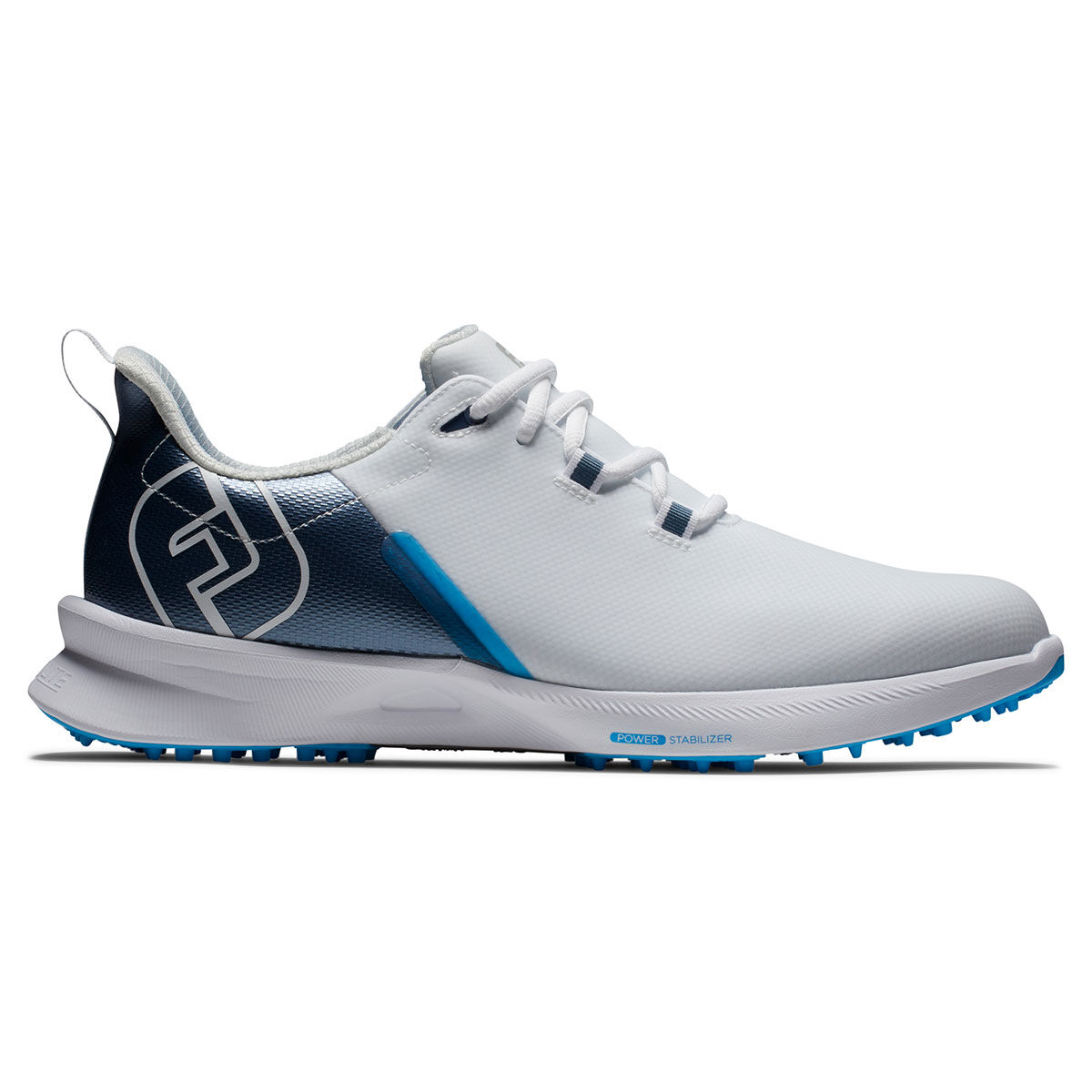 FootJoy Men’s Fuel Sport Waterproof Spikeless Golf Shoes, Mens, White/navy blue, 9, Regular | American Golf