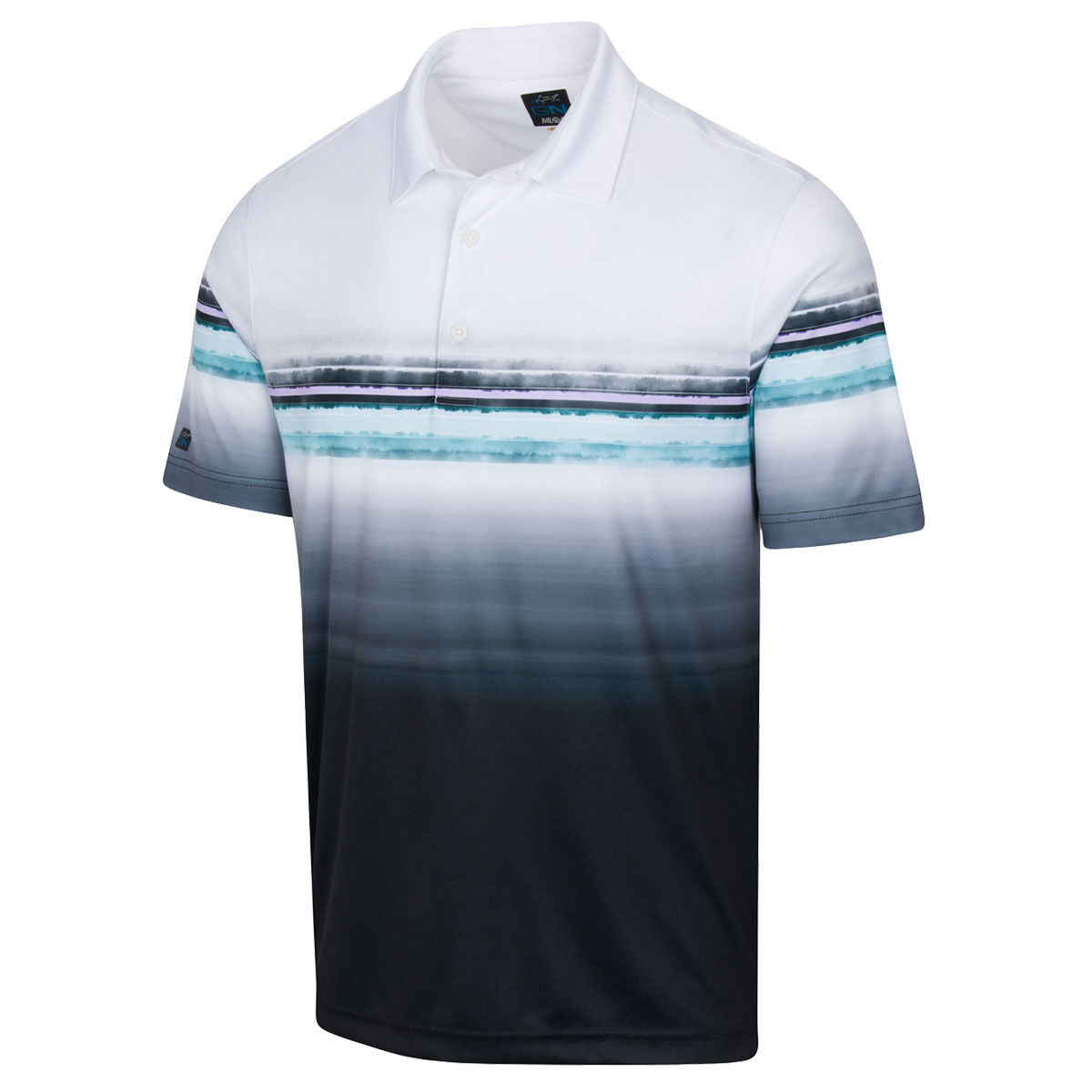 Greg Norman Men’s White Comfortable Striped Tidal Stripe ML75 Golf Polo Shirt, Size: S | American Golf