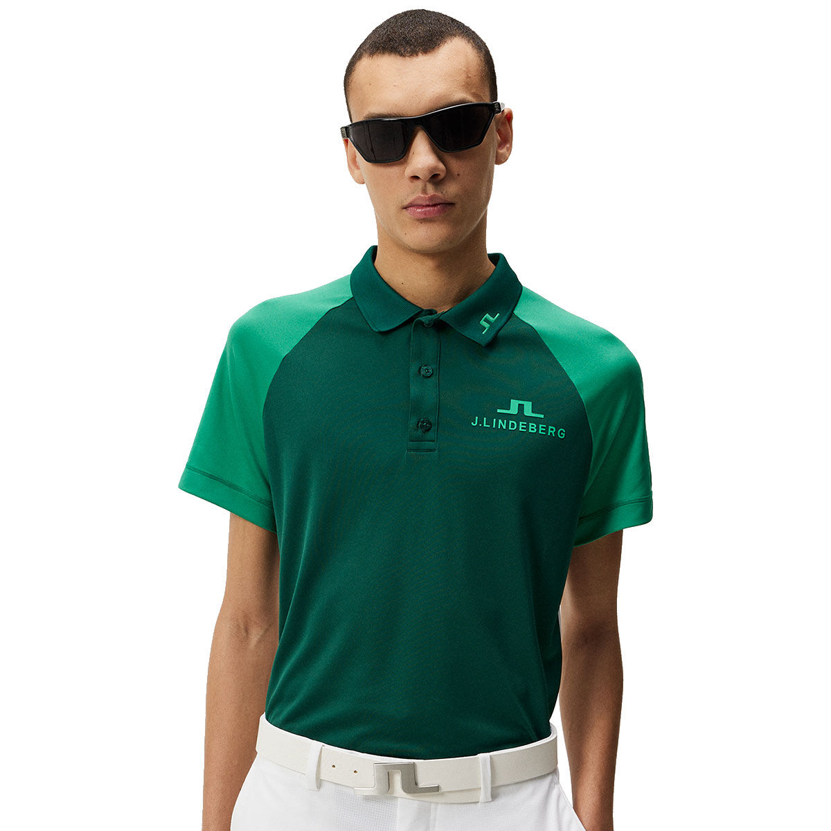 J.Lindeberg Mens Green Embroidered Lars Players Golf Polo Shirt, Size: Medium | American Golf