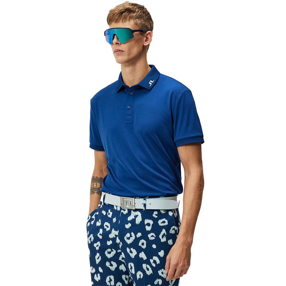 J.Lindeberg KV Reg Fit Print Golf Polo Shirt, Mens, Estate blue, Small | American Golf