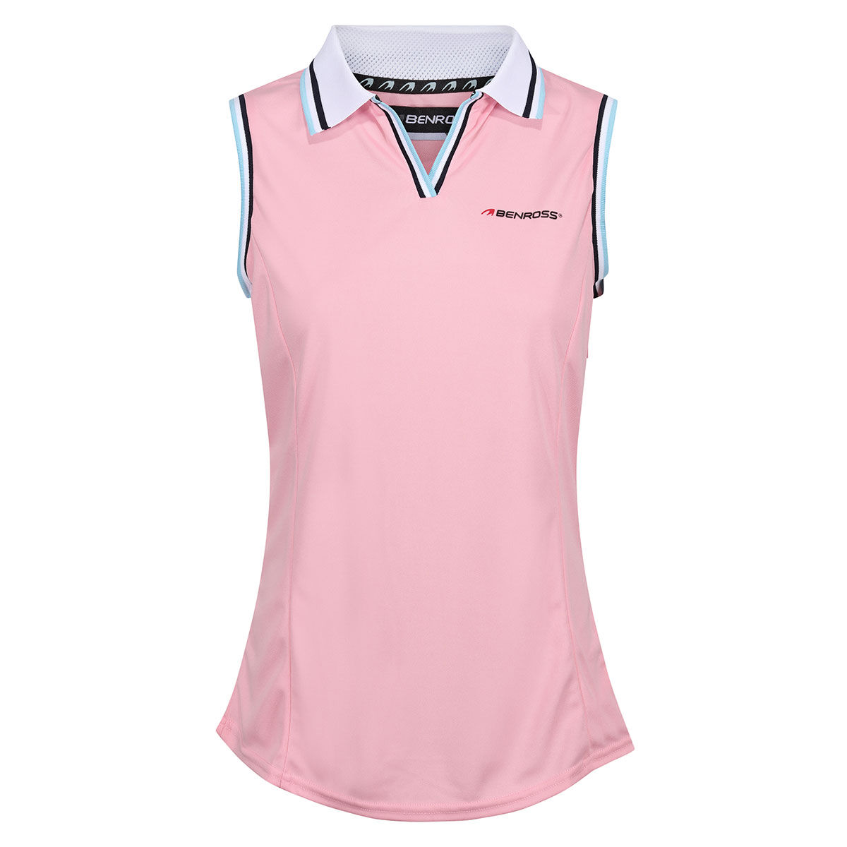 Benross Womens Tipped Sleeveless Stretch Golf Polo Shirt, Female, Pink, 16 | American Golf