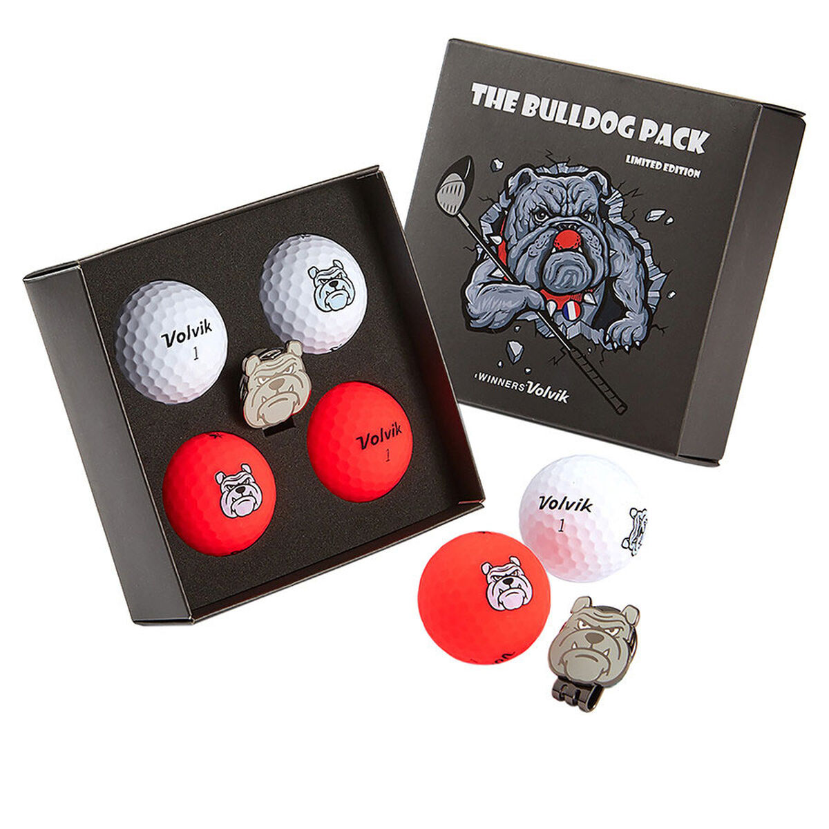 Volvik Bull Dog Limited Edition 4 Golf Ball Pack, Mens, Bulldog | American Golf