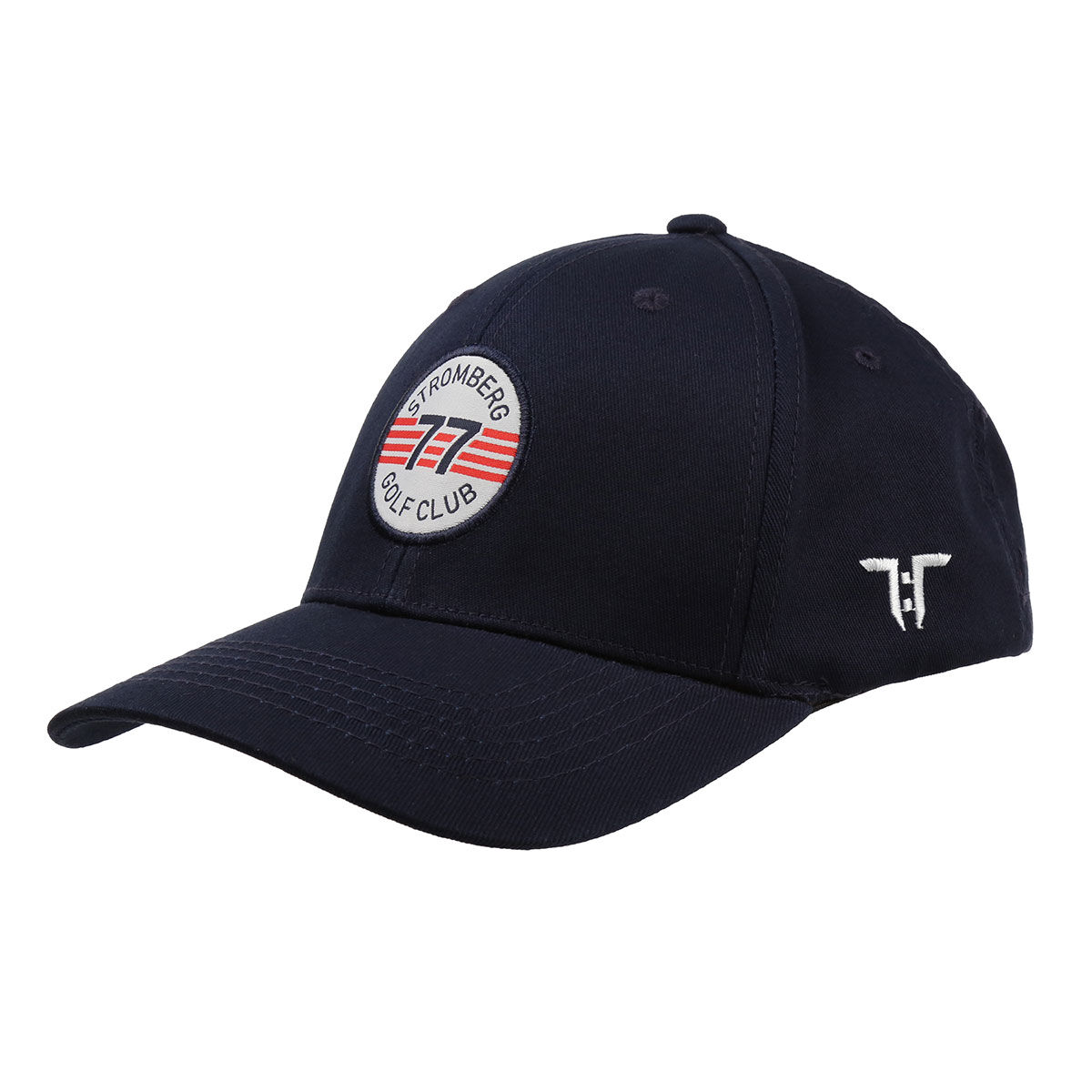 Stromberg Navy Blue and White Stylish Embroidered Established 77 Logo Patch Golf Cap | American Golf, One Size