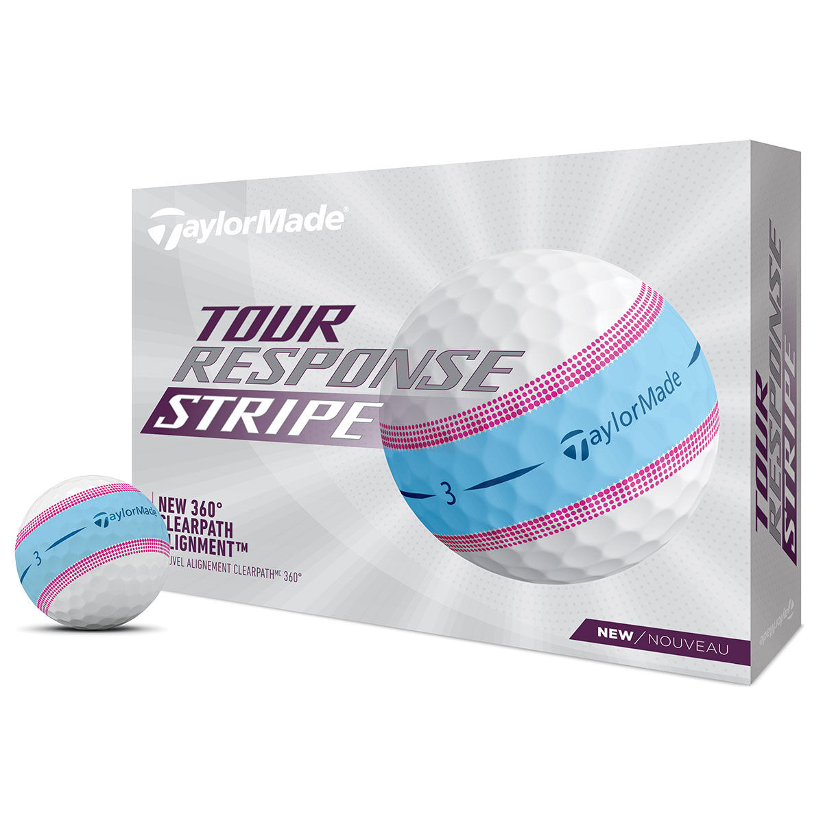 TaylorMade Tour Response Stripe 12 Golf Ball Pack, Mens, Blue/pink | American Golf