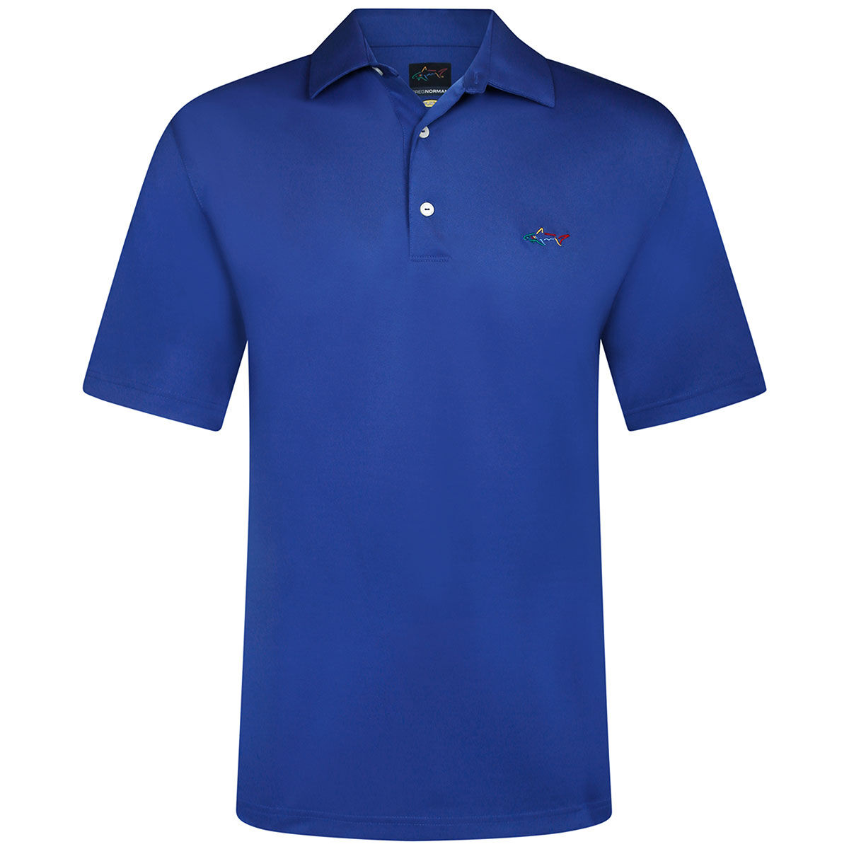 Greg Norman Blue Embroidered Shark Logo Golf Polo Shirt, Mens, Maritime | American Golf, Size: Medium