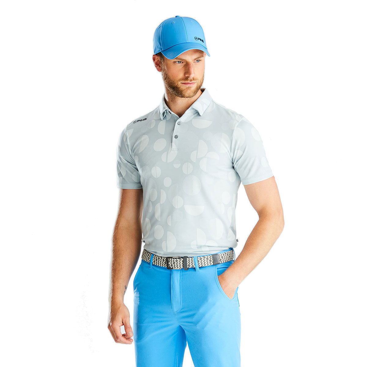 Ping Men’s Grey Jacquard Jay Golf Polo Shirt, Size: Small | American Golf