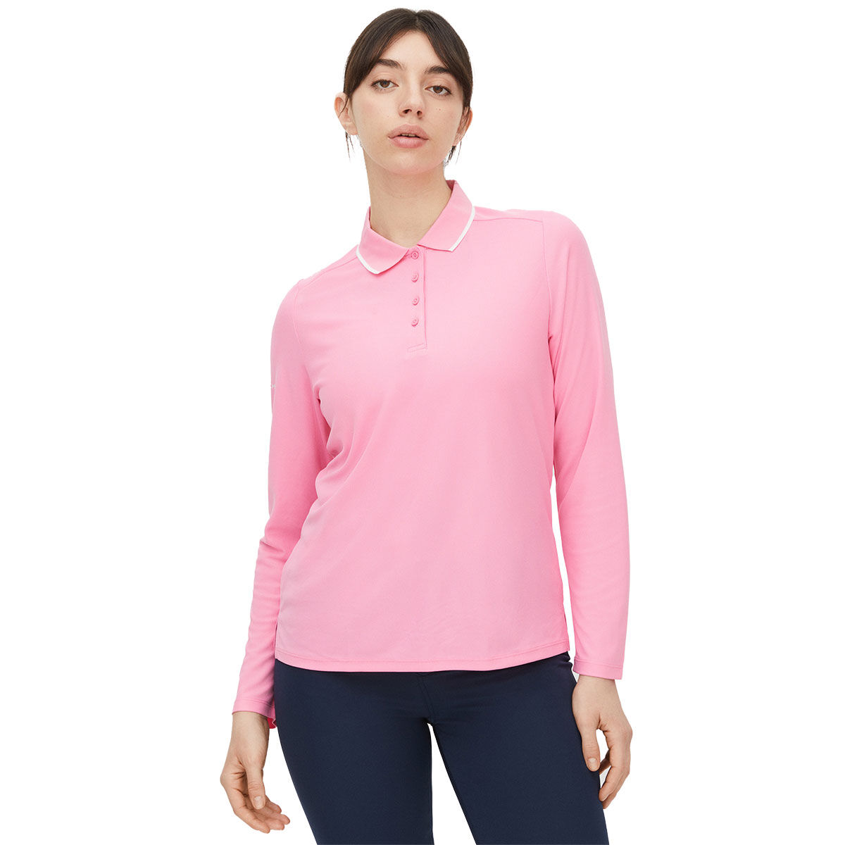 Rohnisch Womens Miriam Long Sleeve Golf Polo Shirt, Female, Sachet pink, Medium | American Golf