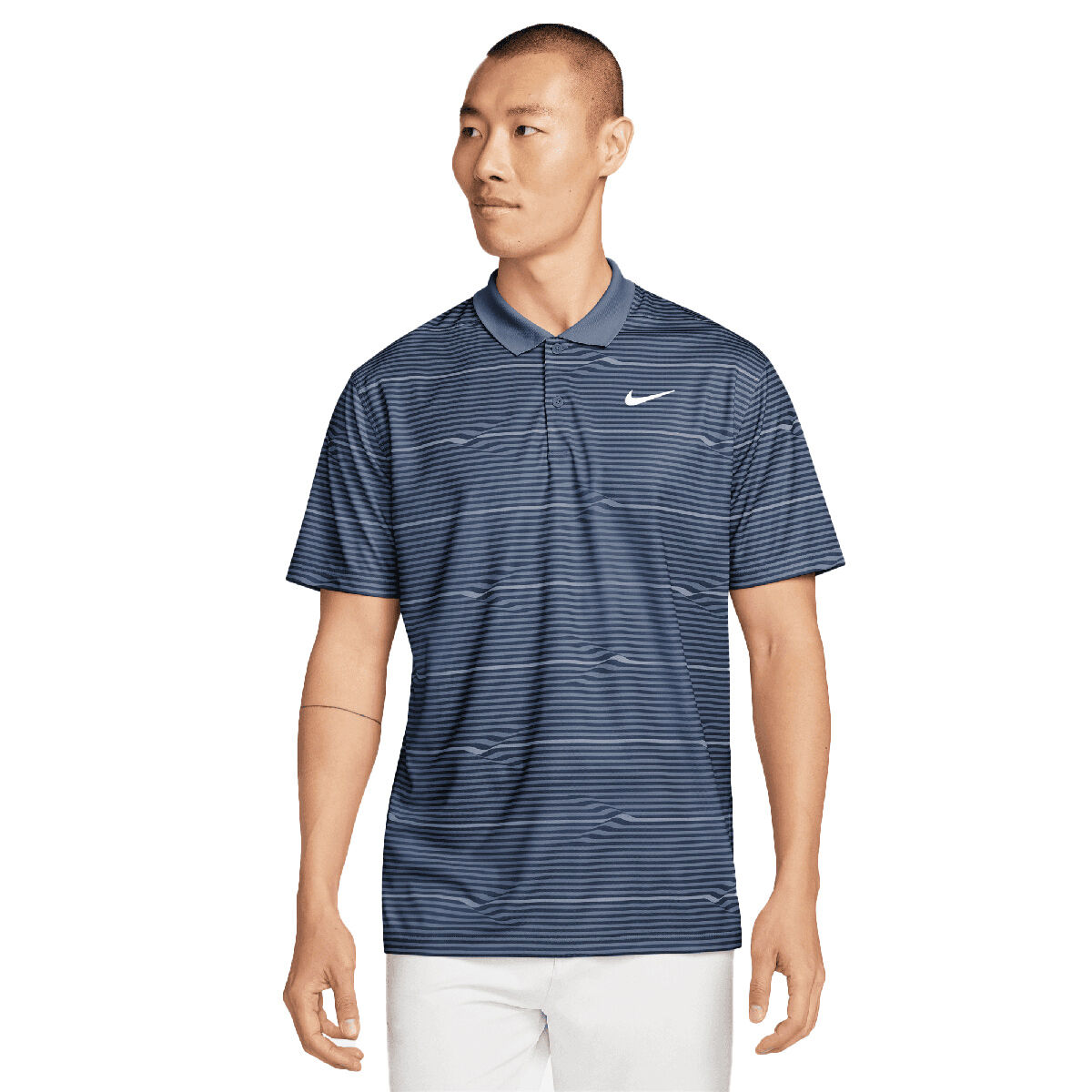Nike Men’s Victory+ Ripple Golf Polo Shirt, Mens, Midnight navy/diffused blue/wh, Medium | American Golf