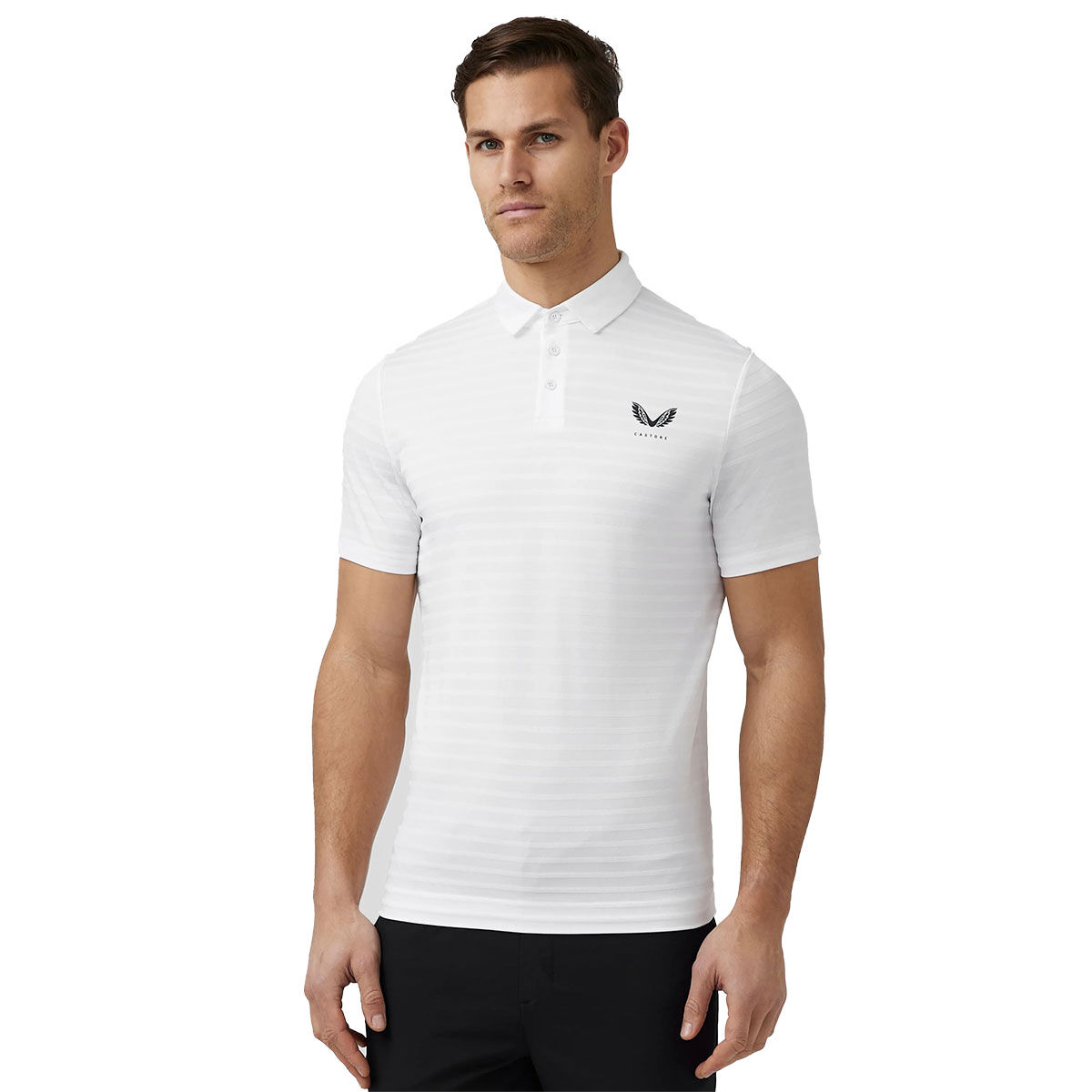 Castore Men’s Textured Pique Golf Polo Shirt, Mens, White, Large | American Golf
