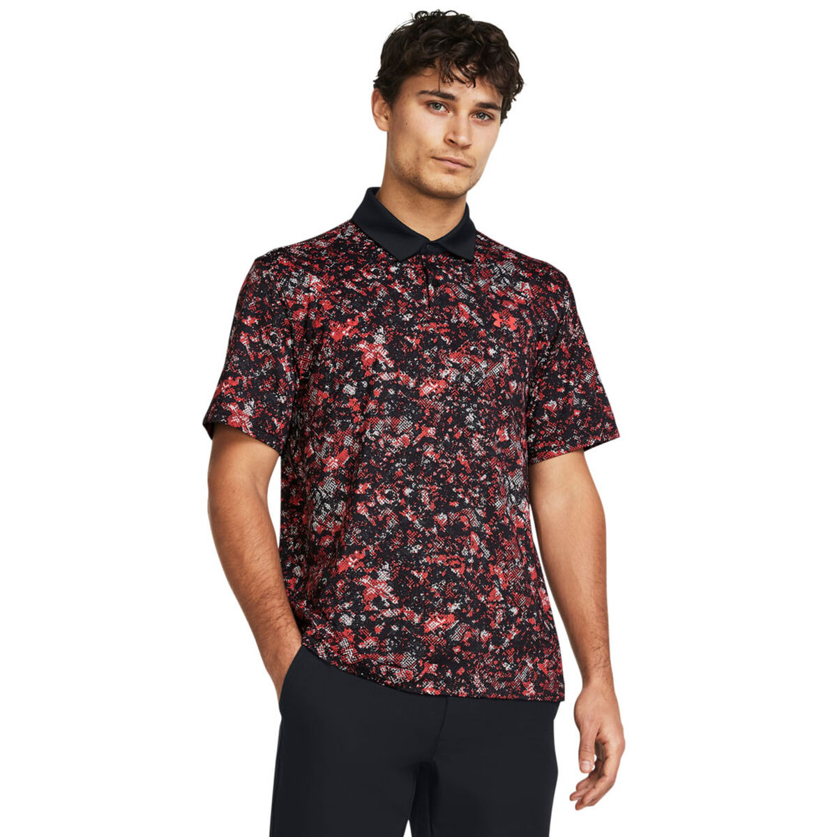 Under Armour Men’s T2G Printed Golf Polo Shirt, Mens, Black solstice, Small | American Golf