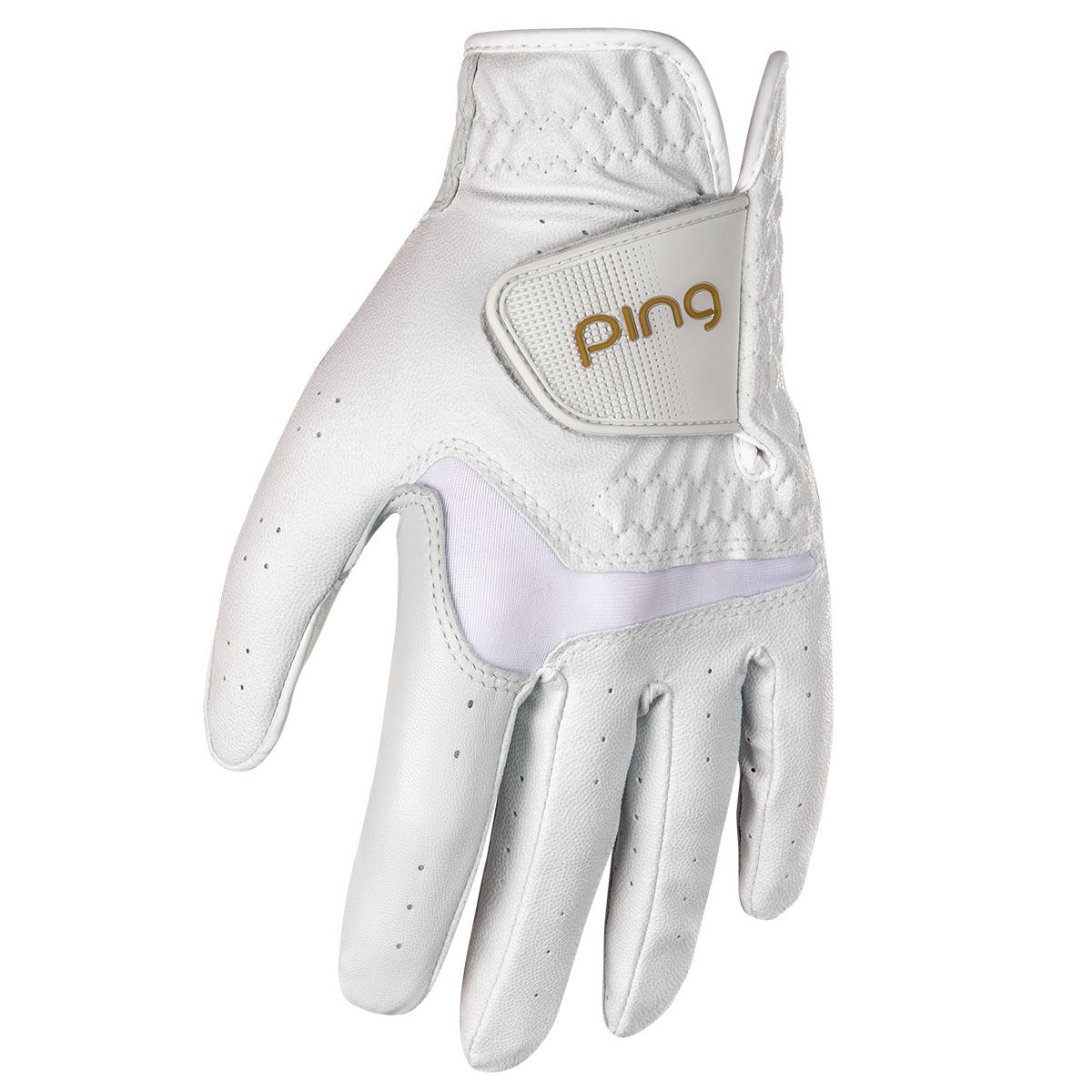 PING Womens G Le3 Sport Golf Glove, Female, Left hand, Medium, White/gold | American Golf