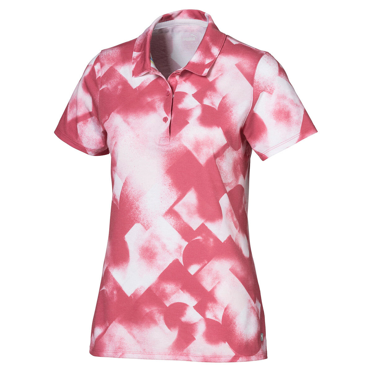 Puma Golf Womens Pink And White Stylish Soft Geo Golf Polo Shirt | American Golf