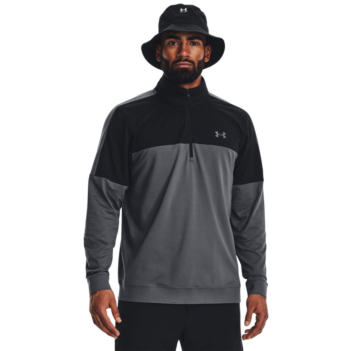 Under Armour Men’s Black and Grey Stylish Storm Half Zip Golf Mid Layer, Size: Medium | American Golf