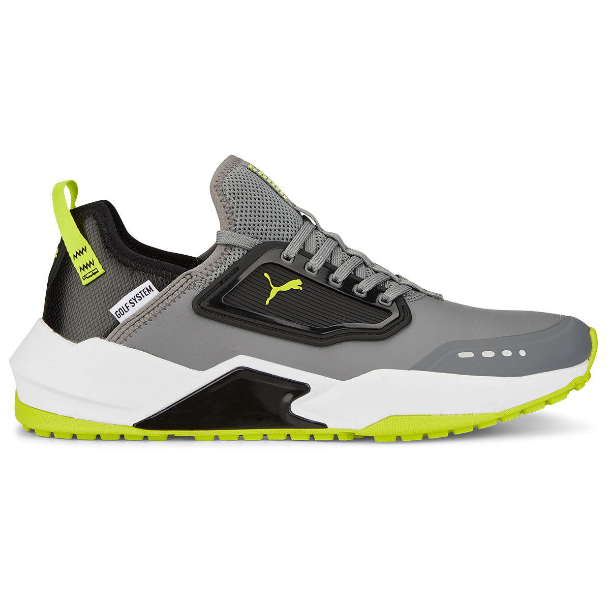 PUMA Men’s GS-One Waterproof Spikeless Golf Shoes, Mens, Quiet shade/black lime/smash, 7 | American Golf