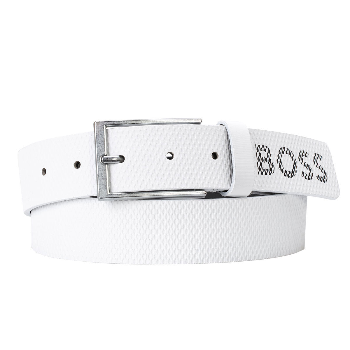 Hugo Boss Men’s Tino Net Golf Belt, Mens, White, 85 cm | American Golf