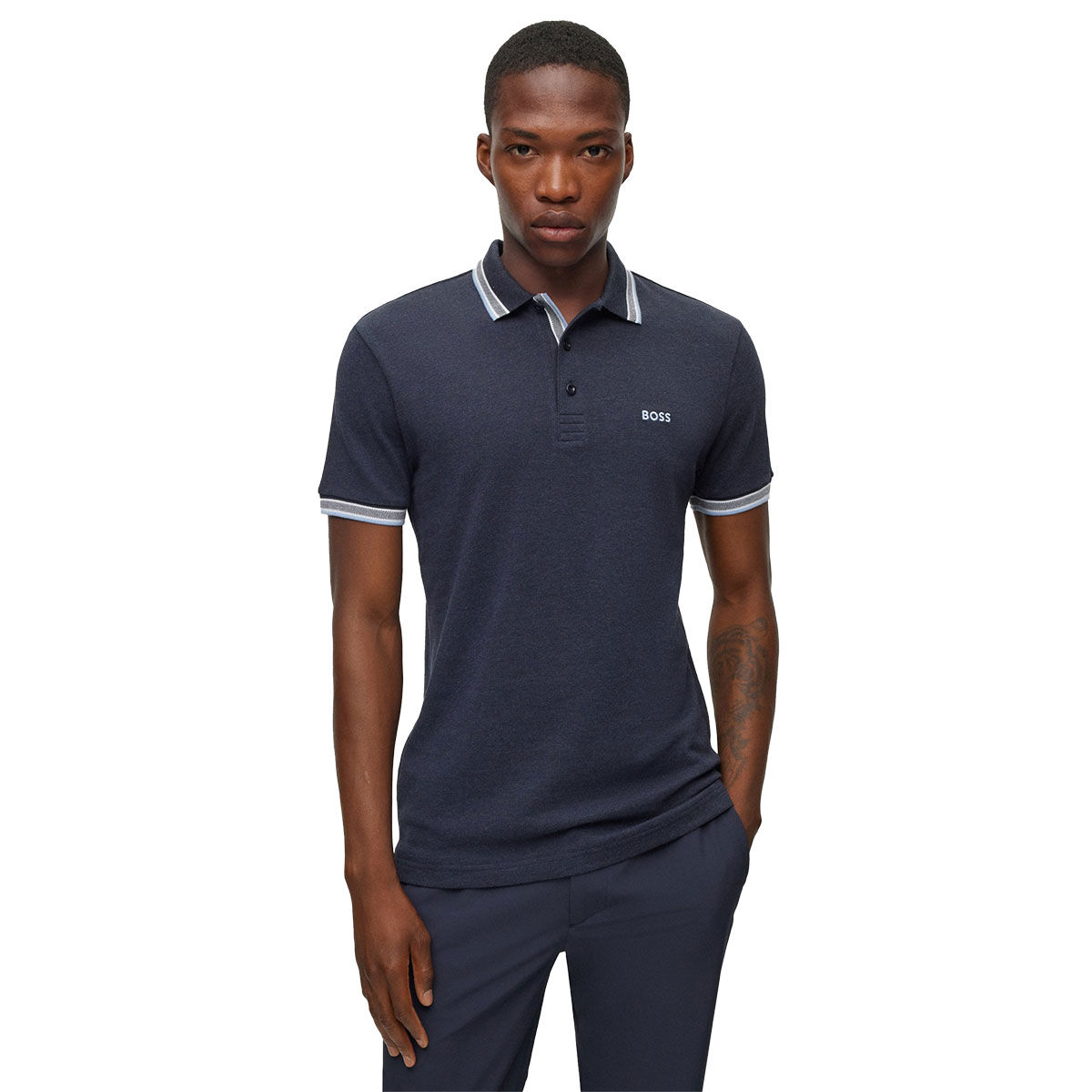 Hugo Boss Men’s Paddy Golf Polo Shirt, Mens, Dark blue/light blue, Medium | American Golf