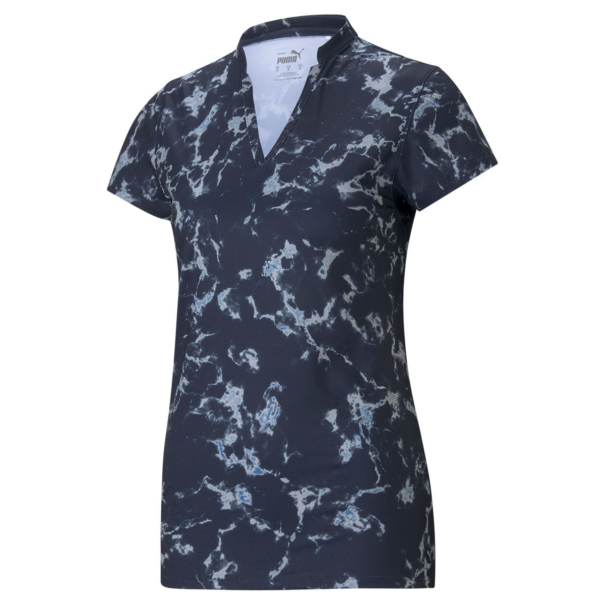 PUMA Golf Womens Navy Blue CLOUDSPUN Marble Golf Polo Shirt, Size: Medium | American Golf