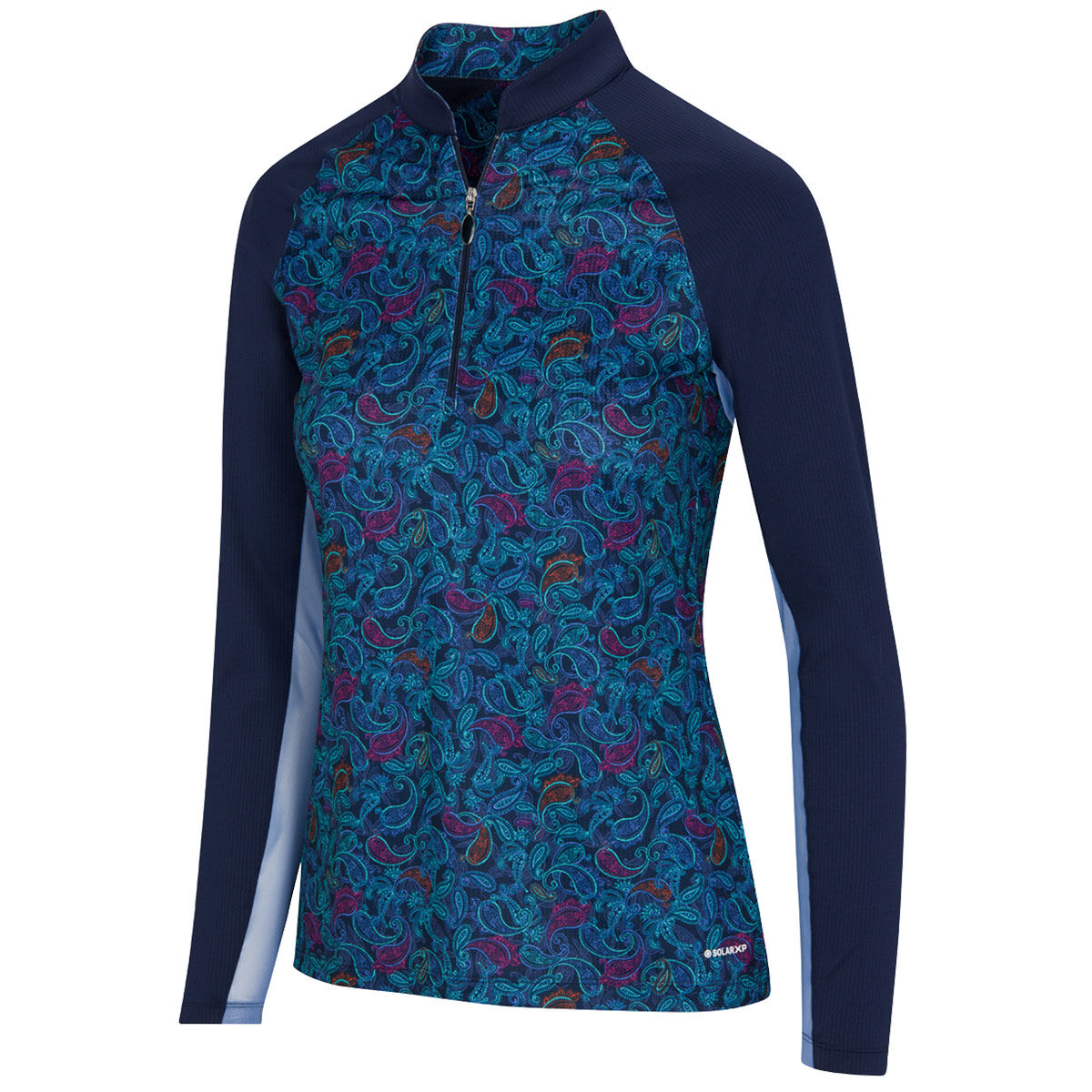 Greg Norman Women’s Navy Blue, Pink and Red Lightweight Paisley Print Golf Mid layer, Size: Medium | American Golf