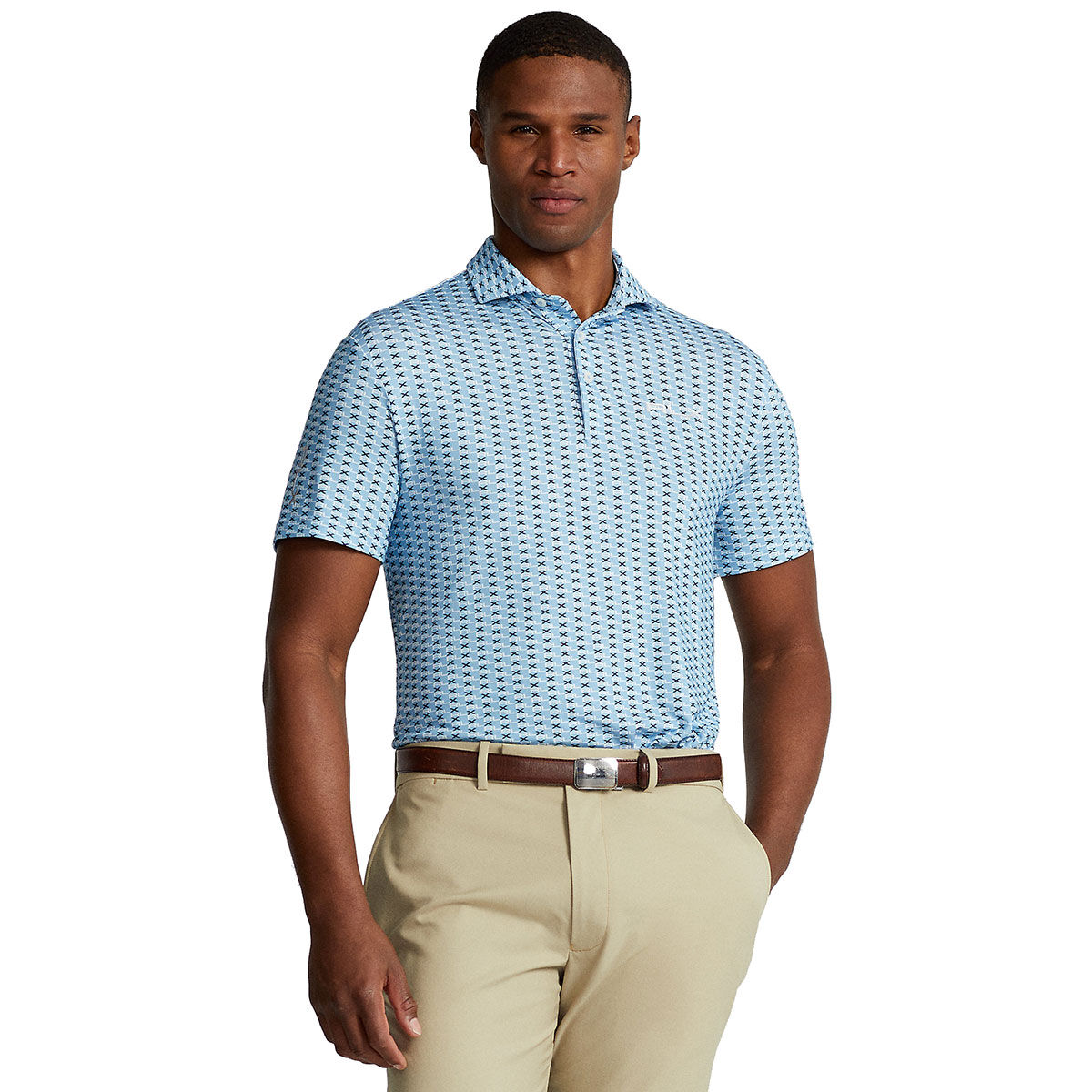 Ralph Lauren Men’s Print Custom Slim Fit Performance Golf Polo Shirt, Mens, Powder blue, Xl | American Golf