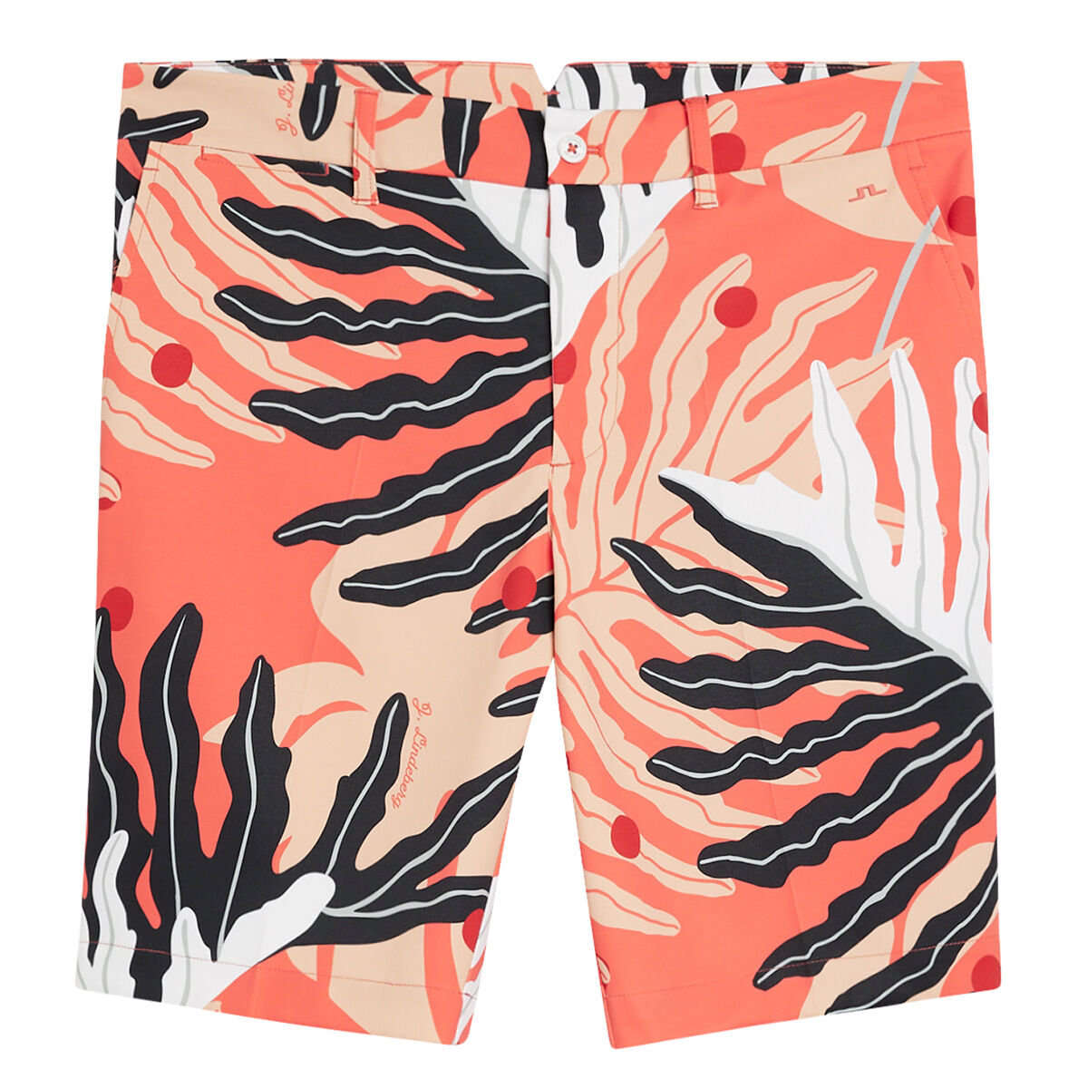 J.Lindeberg Men’s Eloy Print Golf Shorts, Mens, Paradise monstera coral, 32 | American Golf