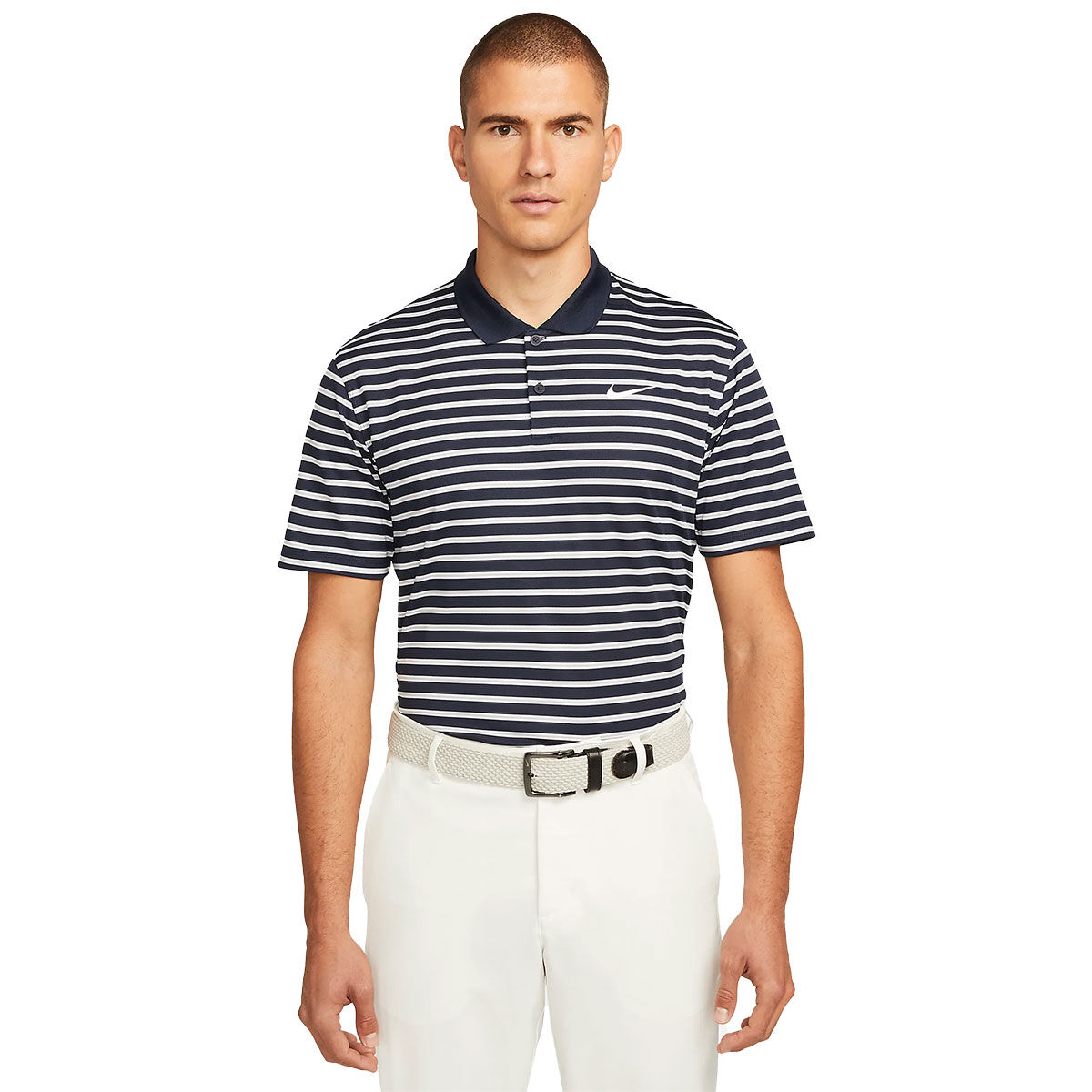 Nike Men’s Dri-FIT Victory Striped Golf Polo Shirt, Mens, Obsidian/white, Small | American Golf