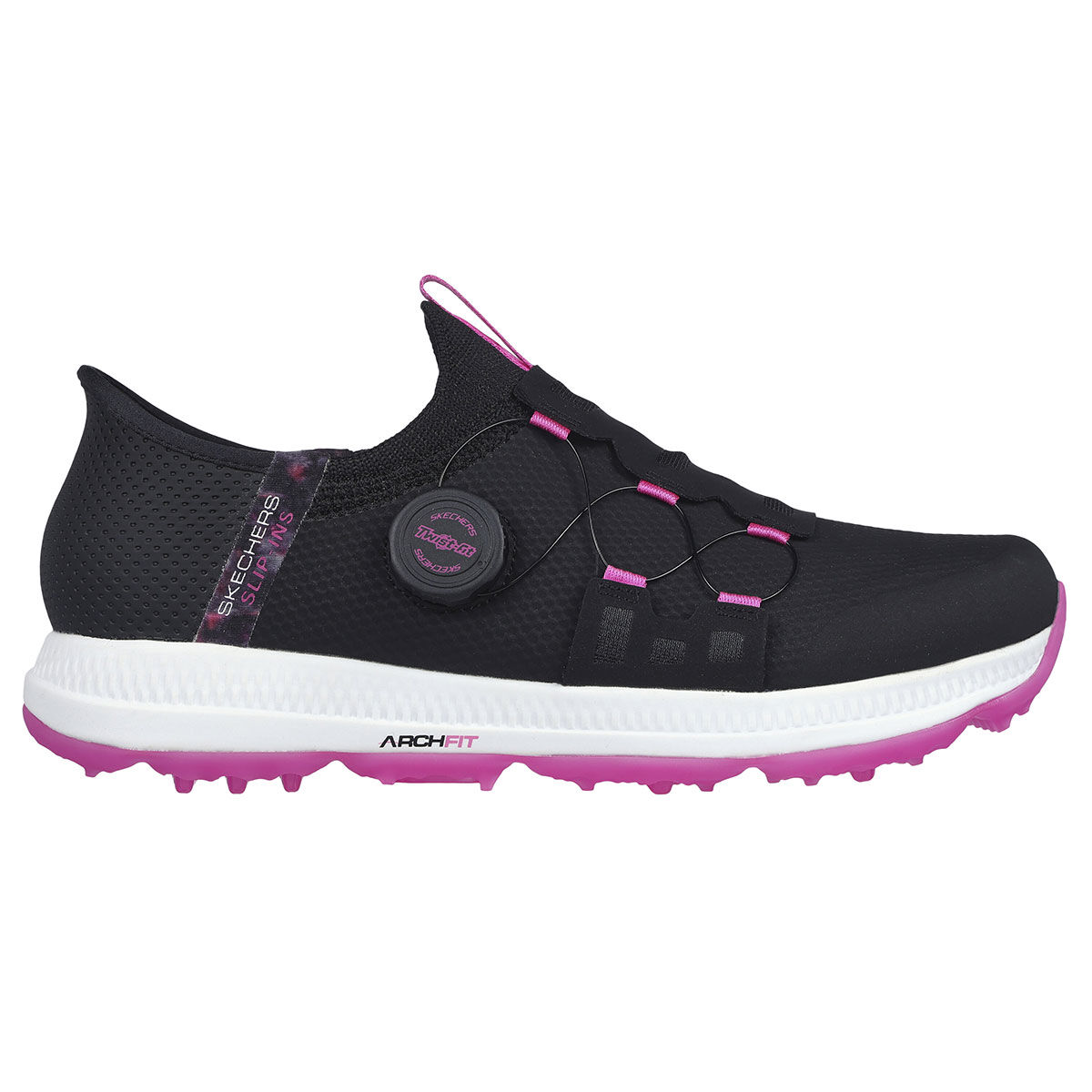 Skechers Womens GO GOLF Elite 5 Slip-Ins Waterproof Spikeless Golf Shoes, Female, Black/pink, 7 | American Golf