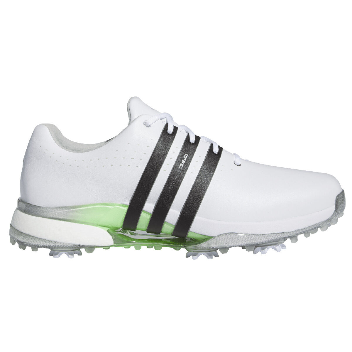 adidas Men’s Tour 360 24 Golf Shoes, Mens, White/core black/green spark, 10 | American Golf