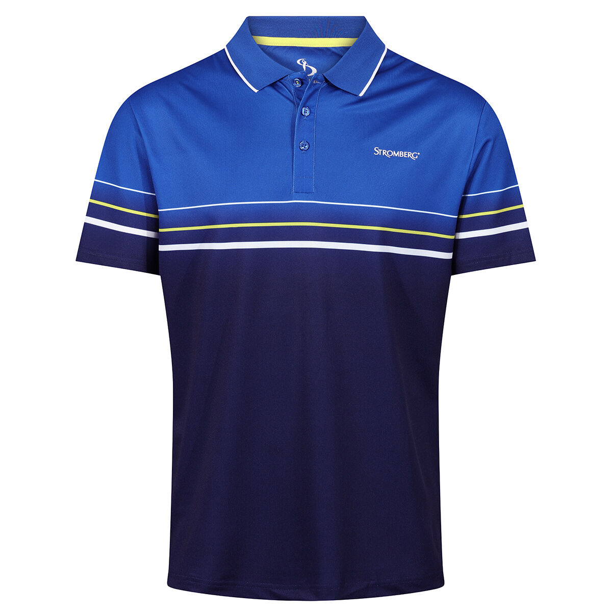 Stromberg Men’s Colour Block Chest Stripe Golf Polo Shirt, Mens, Nautical blue, Xl | American Golf