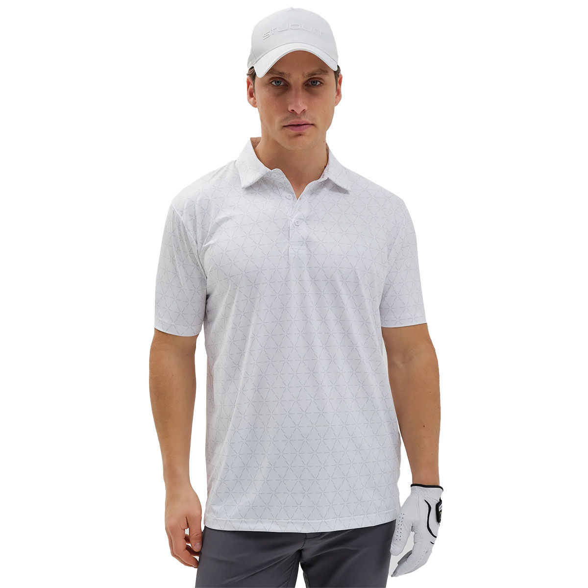 Stuburt Men’s Dunnock Golf Polo Shirt, Mens, White, Large | American Golf