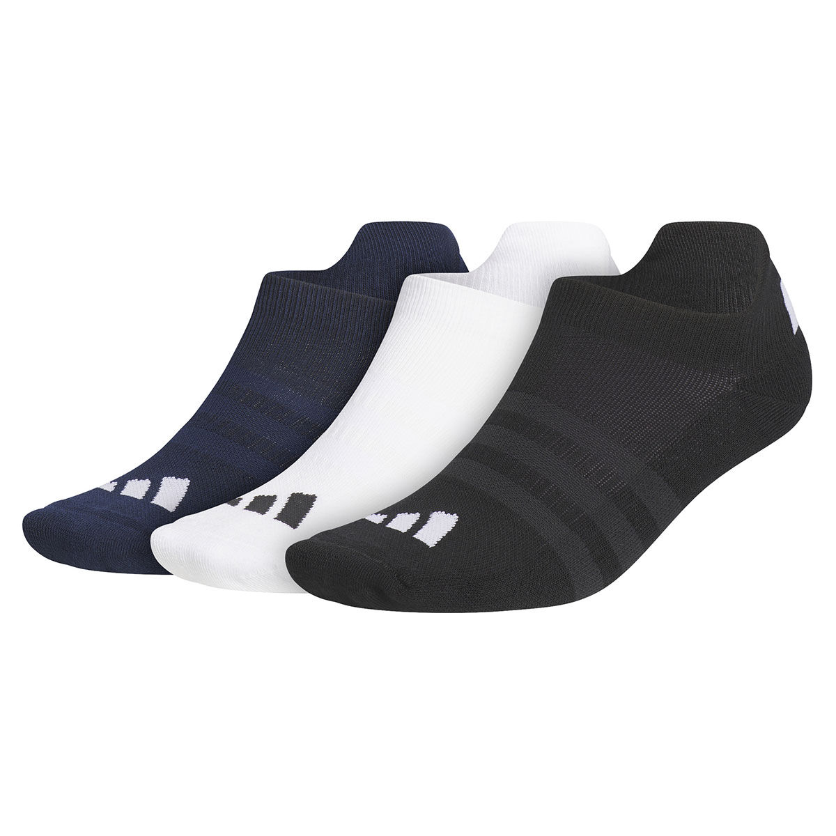 adidas Golf Men’s Navy Blue, White and Black Pack of 3 Ankle Golf Socks | American Golf, One Size