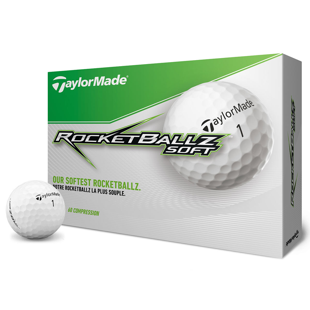 TaylorMade RocketGolf Ballz Soft 12 Golf Ball Pack, Male, White, One Size | American Golf
