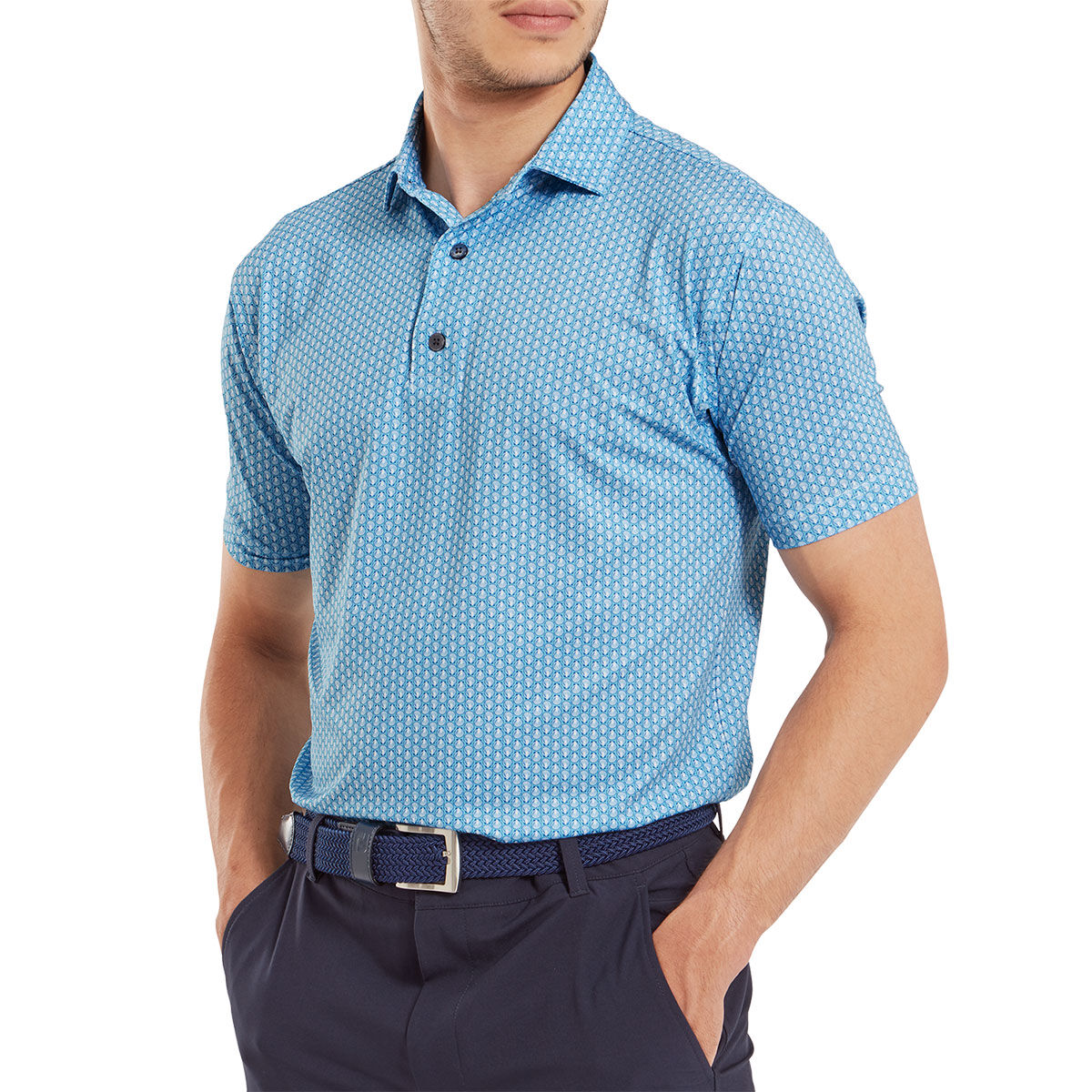 FootJoy Men’s Scallop Shell Foulard Lisle Golf Polo Shirt, Mens, Blue/sky, Large | American Golf