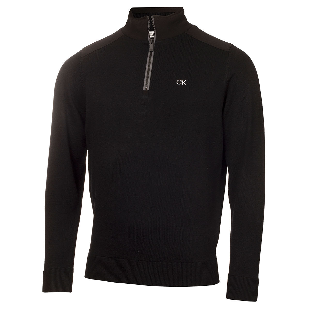 Calvin Klein Black Comfortable Knitted 1/2 Zip Golf Mid Layer, Size: Small | American Golf
