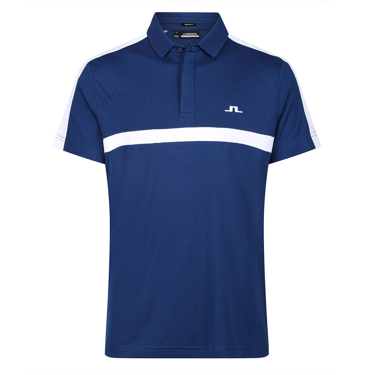 J.Lindeberg Men’s Sebastian Chest Stripe Golf Polo Shirt, Mens, Estate blue, Large | American Golf