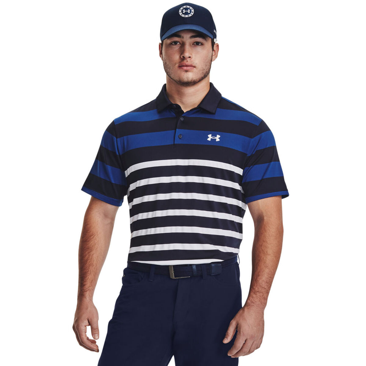 Under Armour Men’s Playoff 3.0 Rugby YD Stripe Golf Polo Shirt, Mens, Navy/blue/white, Xl | American Golf