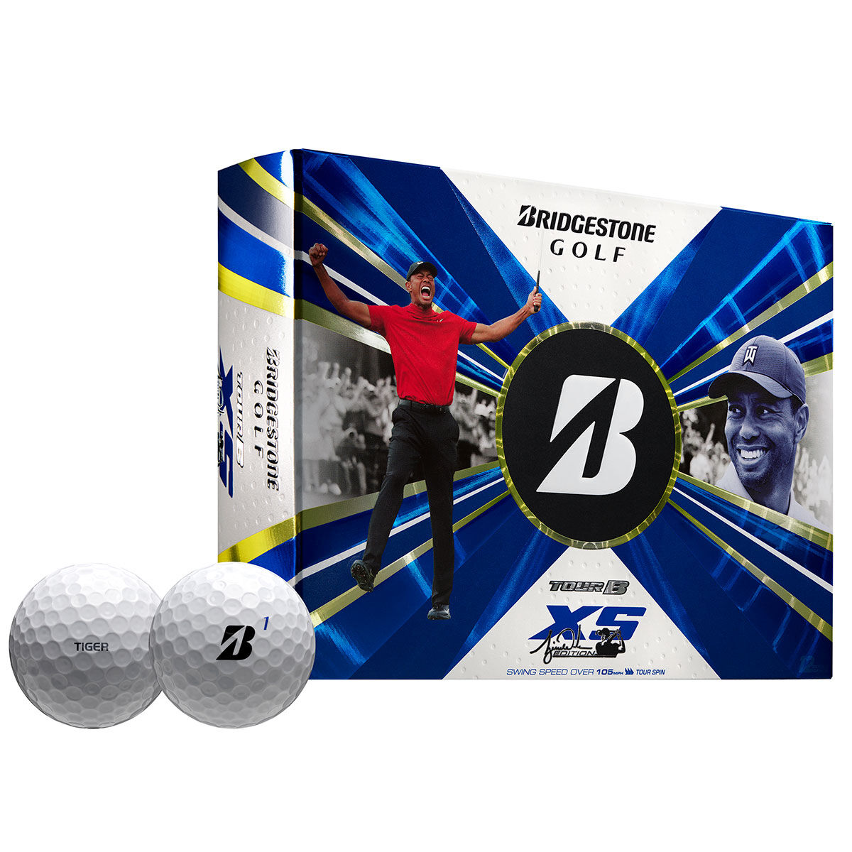 Bridgestone Tour B XS Tiger Woods 12 Golf Ball Pack, Male, White, One Size | American Golf