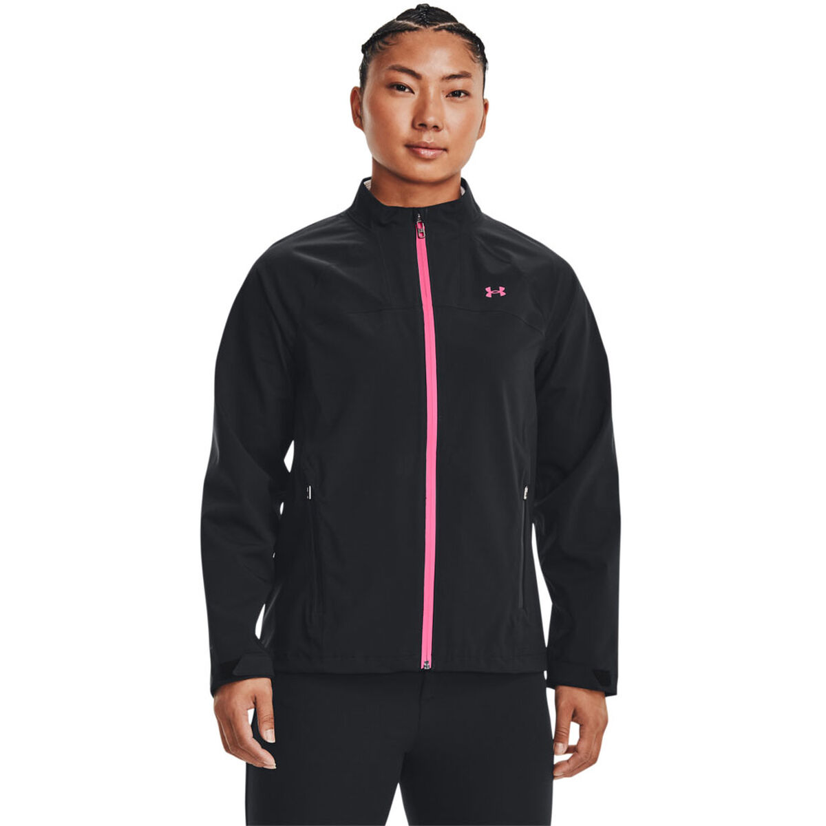Under Armour Womens Stormproof 2.0 Waterproof Golf Jacket, Female, Black/pink, Large | American Golf