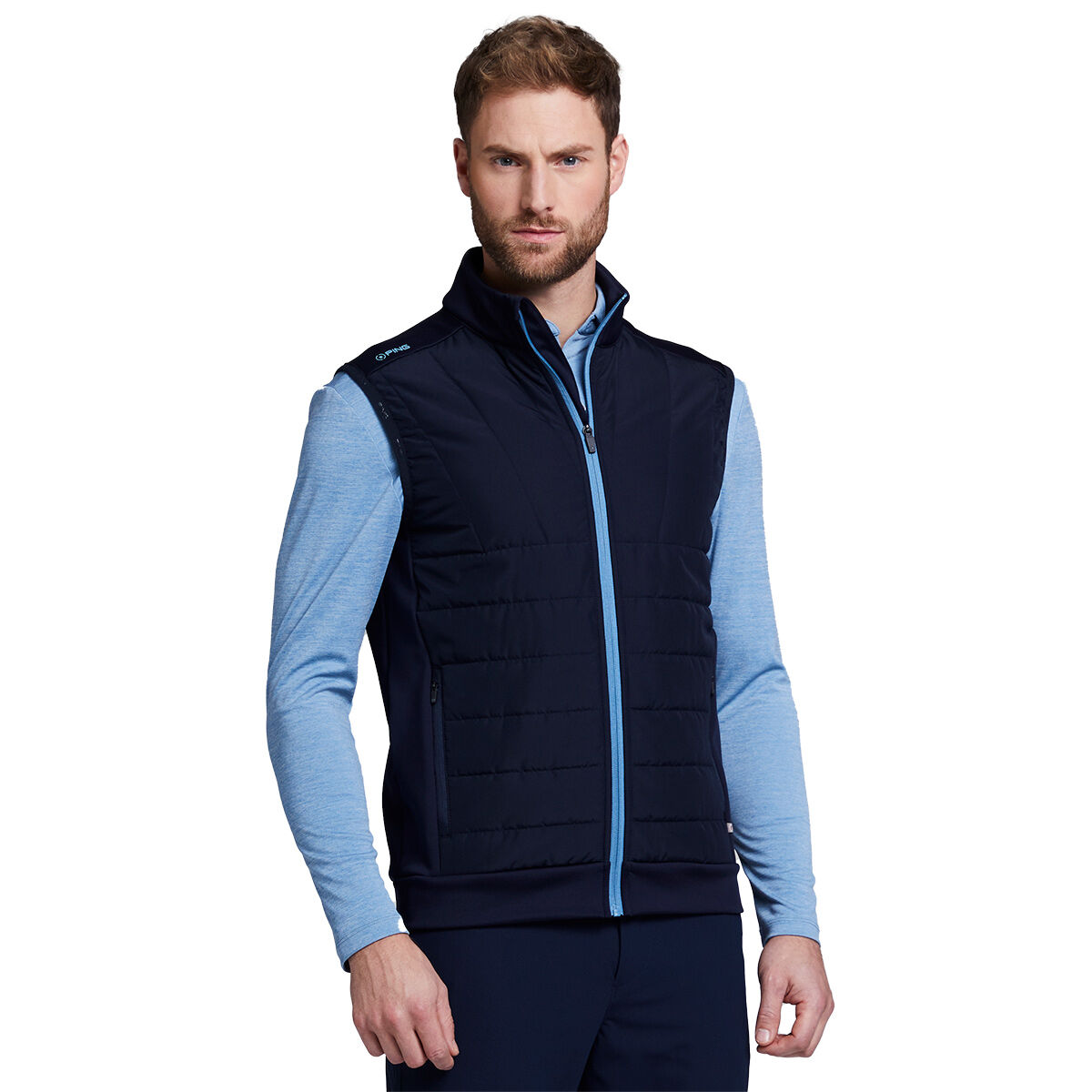 PING Men’s Vernon Quilted Hybrid Golf Gilet, Mens, Navy blue, Small | American Golf