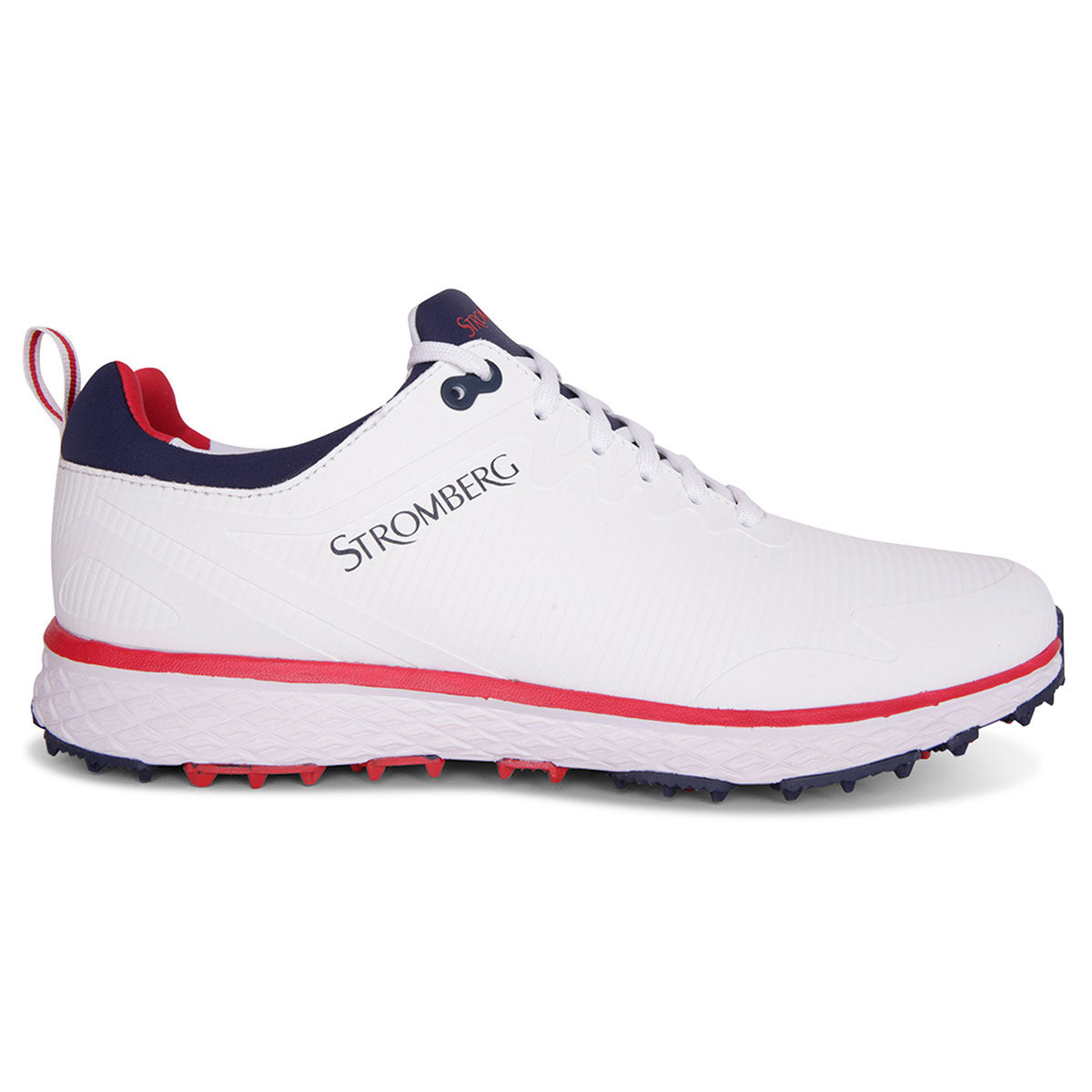 Stromberg Men’s Tempo Waterproof Spikeless Golf Shoes, Mens, White/red/navy, 7 | American Golf