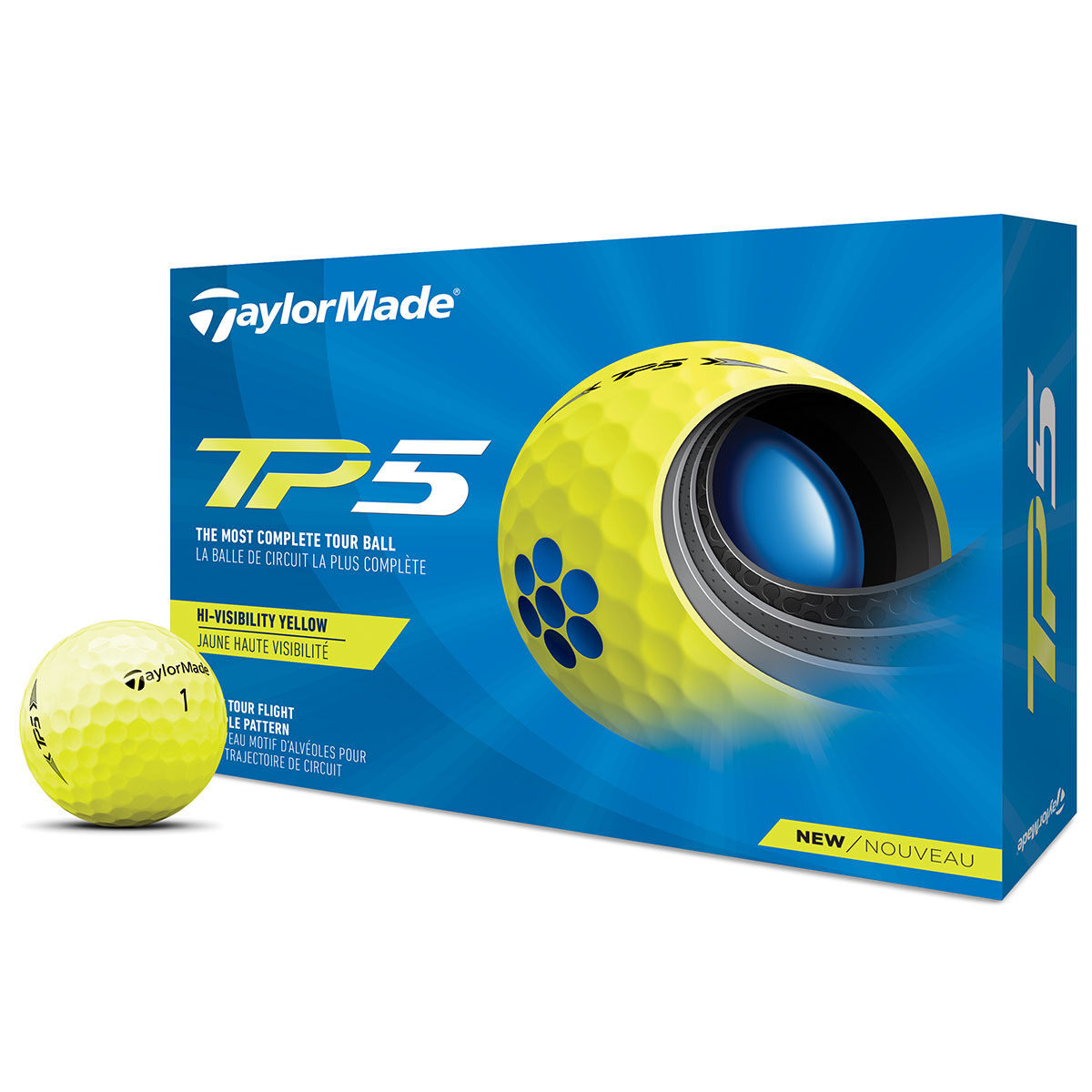 TaylorMade TP5 12 Golf Ball Pack, Male, Yellow, One Size | American Golf