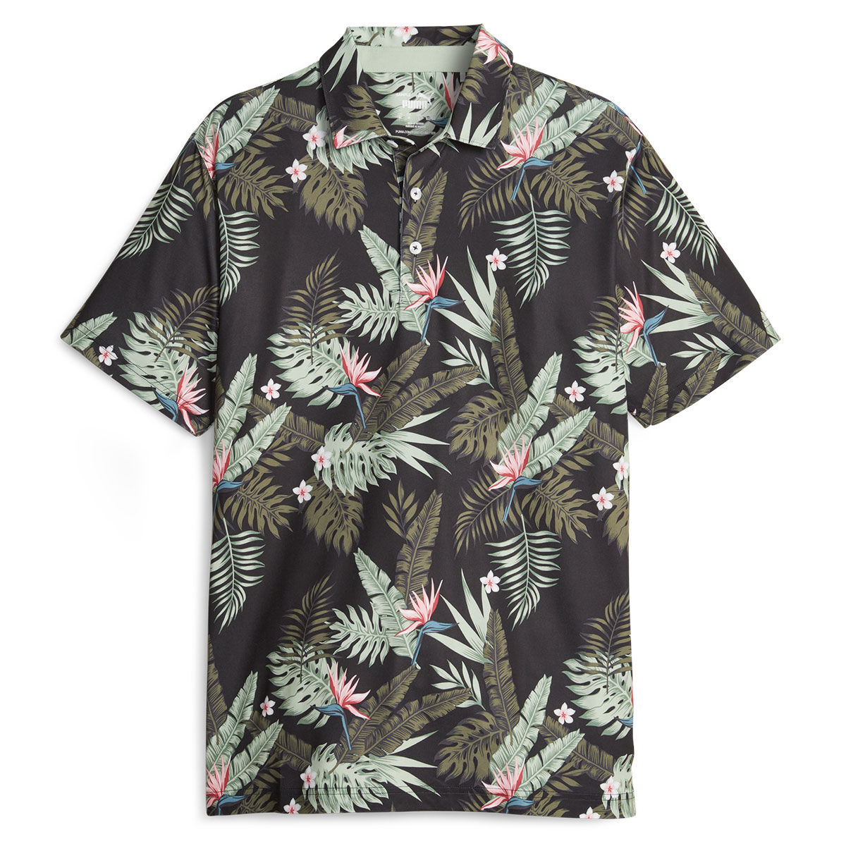 PUMA Men’s CLOUDSPUN Aloha Golf Polo Shirt, Mens, Black/eucalyptus, Small | American Golf