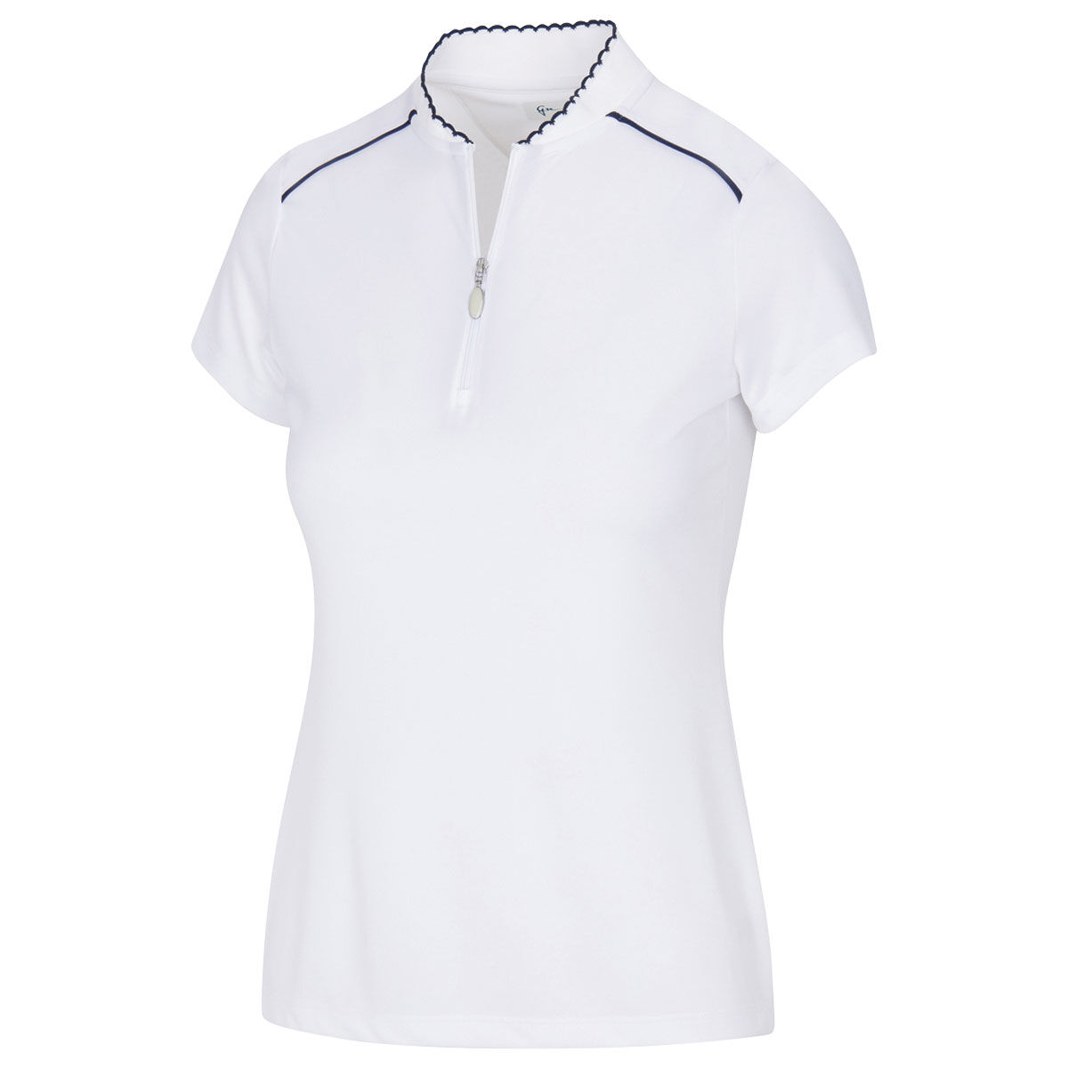 Greg Norman Womens Scallop Collar Golf Polo Shirt, Female, White, Medium | American Golf